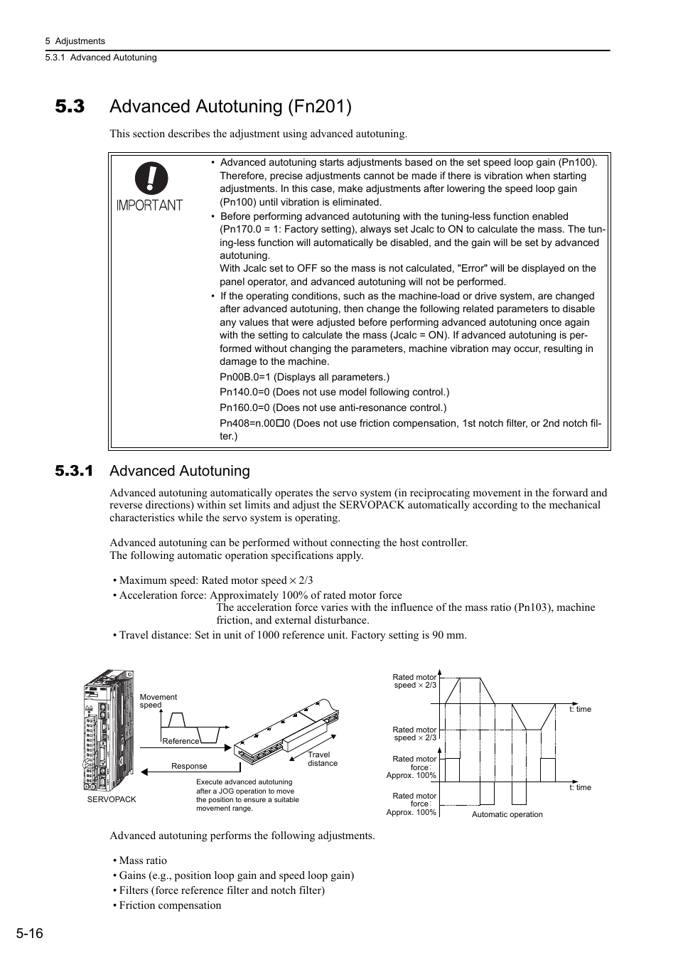 3 advanced autotuning (fn201), 1 advanced autotuning, Linear | Yaskawa Sigma-5 User Manual: Design and Maintenance - Linear Motors MECHATROLINK-III Communications Reference User Manual | Page 166 / 357