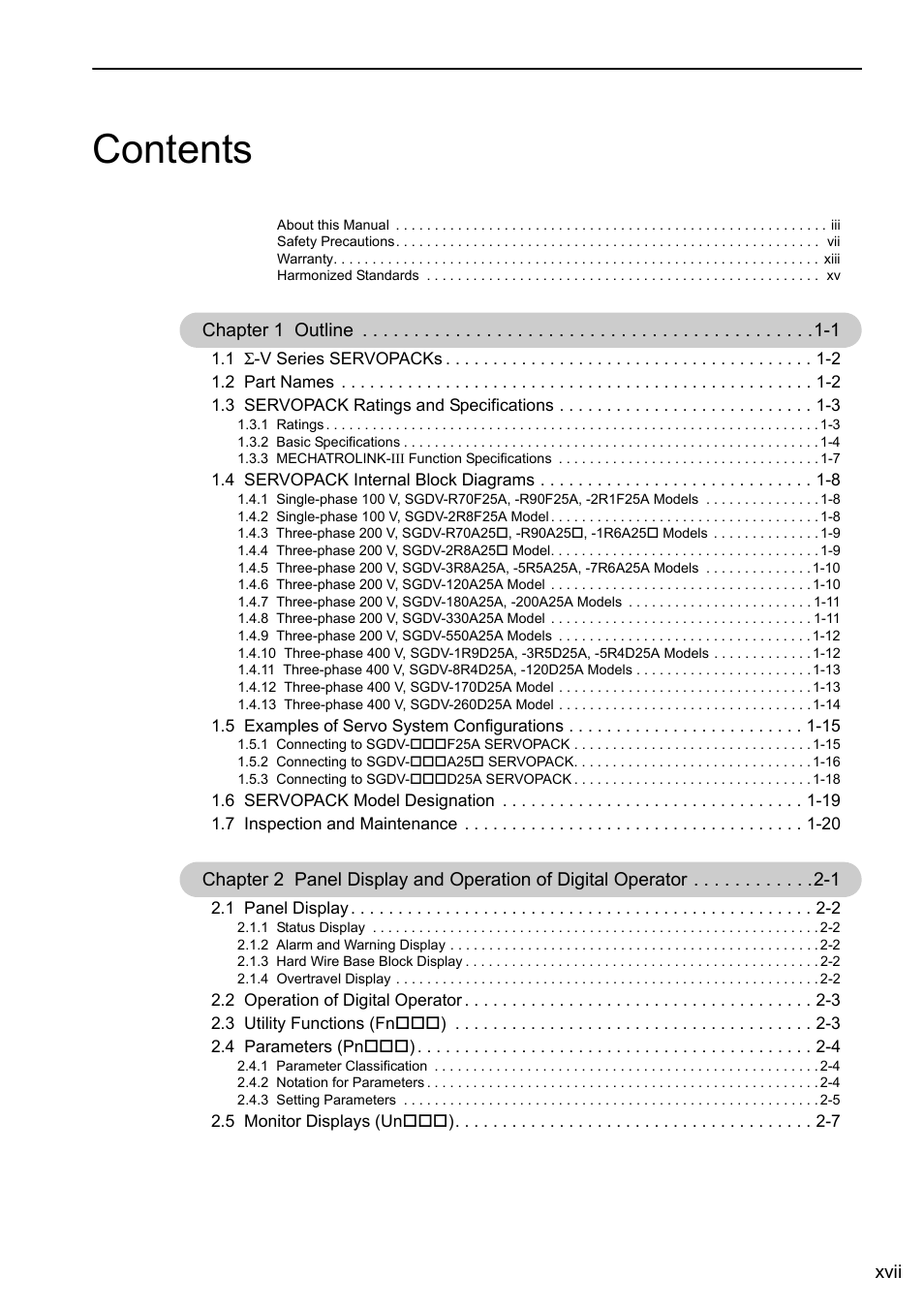 Yaskawa Sigma-5 User Manual: Design and Maintenance - Linear Motors MECHATROLINK-III Communications Reference User Manual | Page 17 / 357
