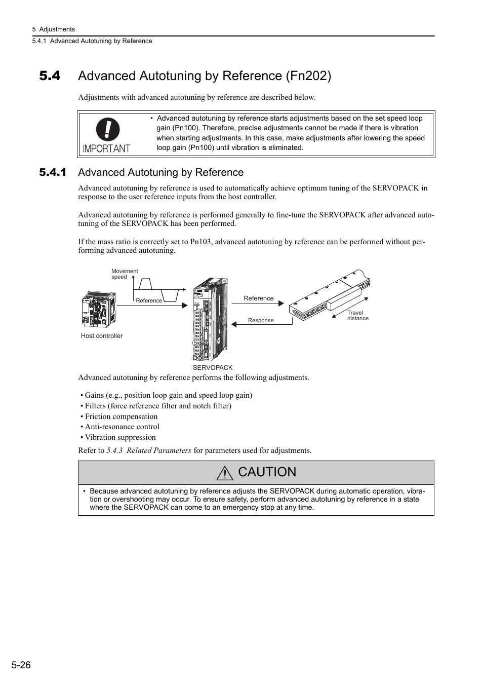 4 advanced autotuning by reference (fn202), 1 advanced autotuning by reference, Caution | Yaskawa Sigma-5 User Manual: Design and Maintenance - Linear Motors MECHATROLINK-III Communications Reference User Manual | Page 176 / 357