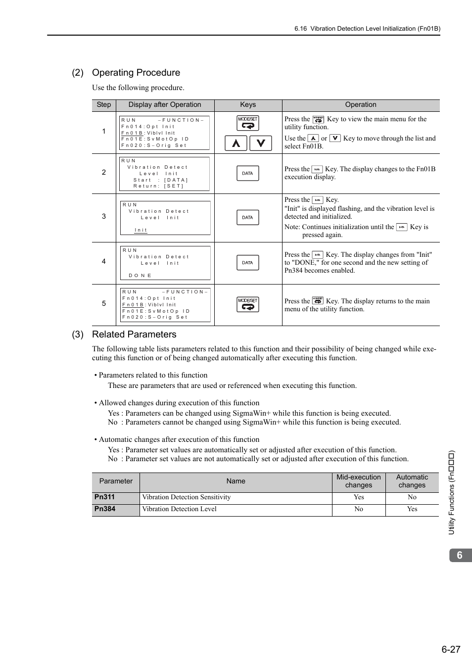 2) operating procedure, 3) related parameters | Yaskawa Sigma-5 User Manual: Design and Maintenance - Linear Motors MECHATROLINK-III Communications Reference User Manual | Page 242 / 357