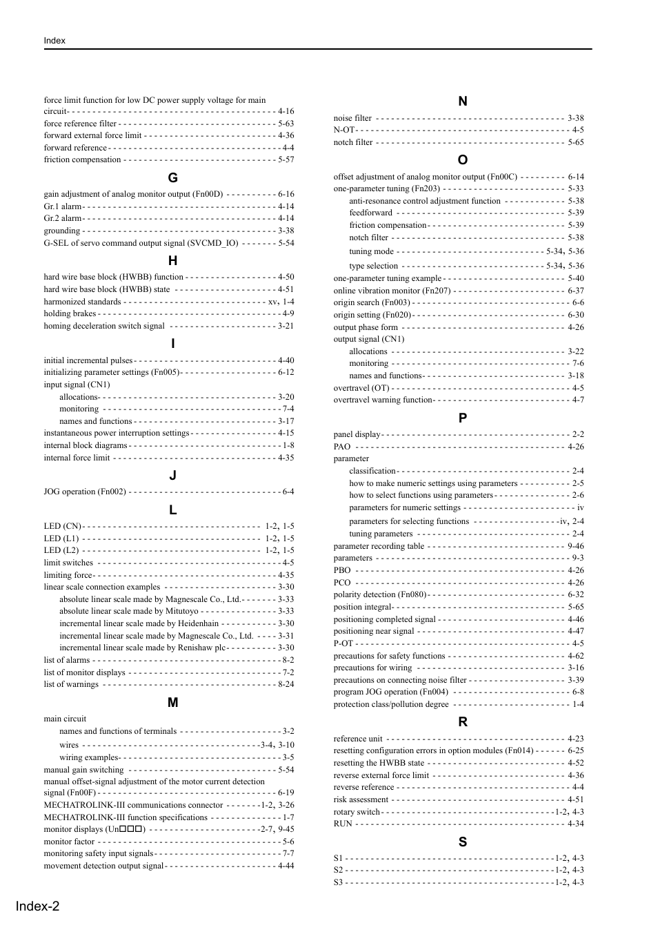 Index-2 | Yaskawa Sigma-5 User Manual: Design and Maintenance - Linear Motors MECHATROLINK-III Communications Reference User Manual | Page 354 / 357