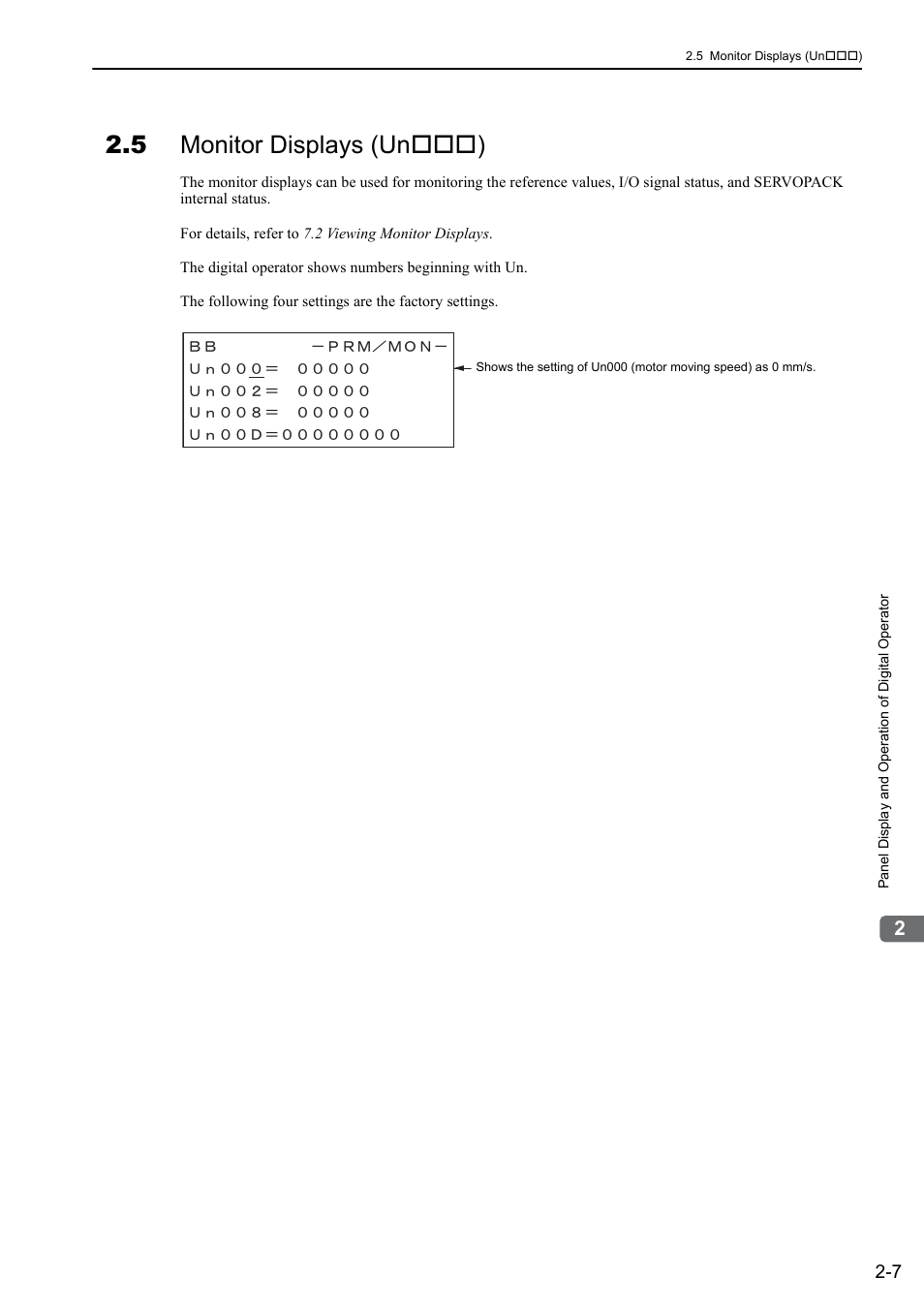 5 monitor displays (un***), 5 monitor displays (un ), Mecha | Yaskawa Sigma-5 User Manual: Design and Maintenance - Linear Motors MECHATROLINK-III Communications Reference User Manual | Page 48 / 357
