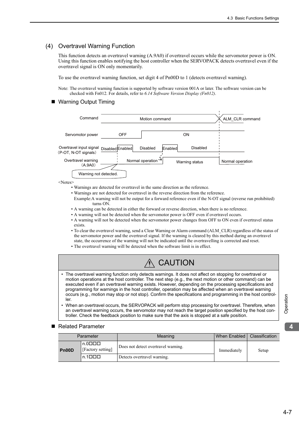 Caution, 4) overtravel warning function, Mecha | Yaskawa Sigma-5 User Manual: Design and Maintenance - Linear Motors MECHATROLINK-III Communications Reference User Manual | Page 95 / 357