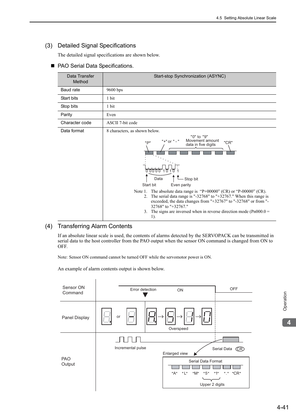 3) detailed signal specifications, 4) transferring alarm contents | Yaskawa Sigma-5 User Manual: Design and Maintenance - Linear Motors User Manual | Page 131 / 318