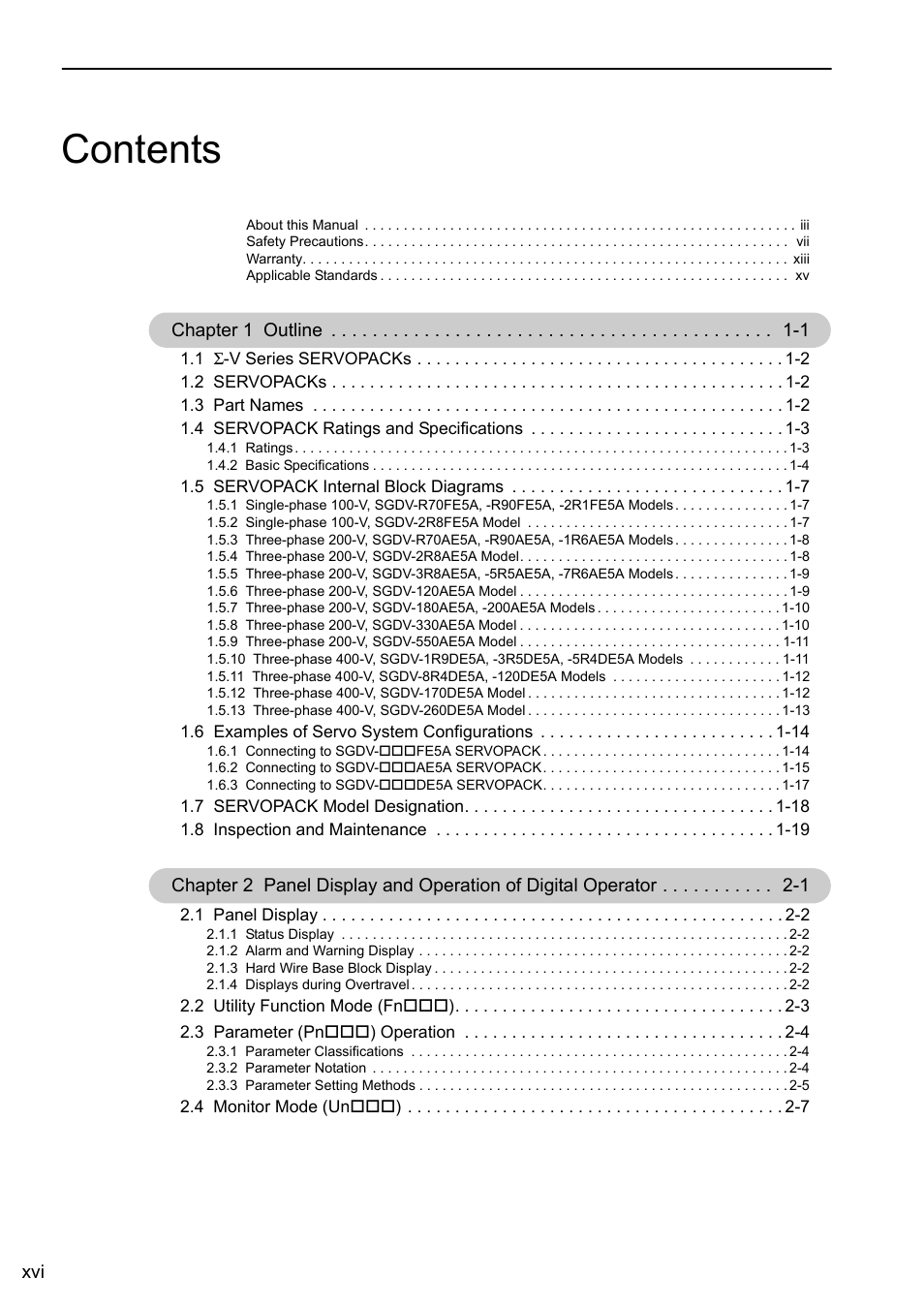 Yaskawa Sigma-5 User Manual: Design and Maintenance - Linear Motors User Manual | Page 16 / 318