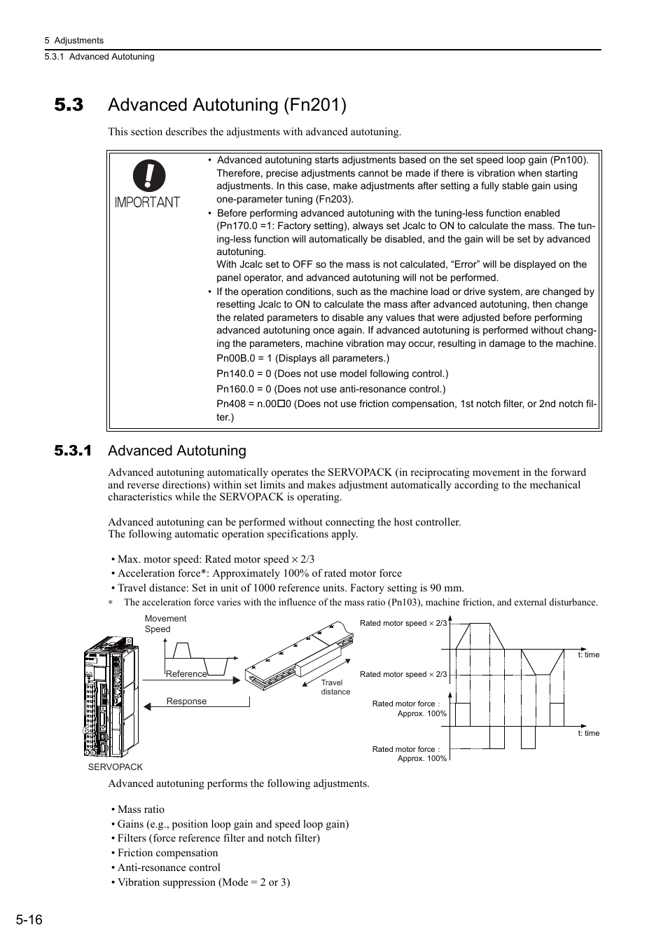 3 advanced autotuning (fn201), 1 advanced autotuning | Yaskawa Sigma-5 User Manual: Design and Maintenance - Linear Motors User Manual | Page 160 / 318