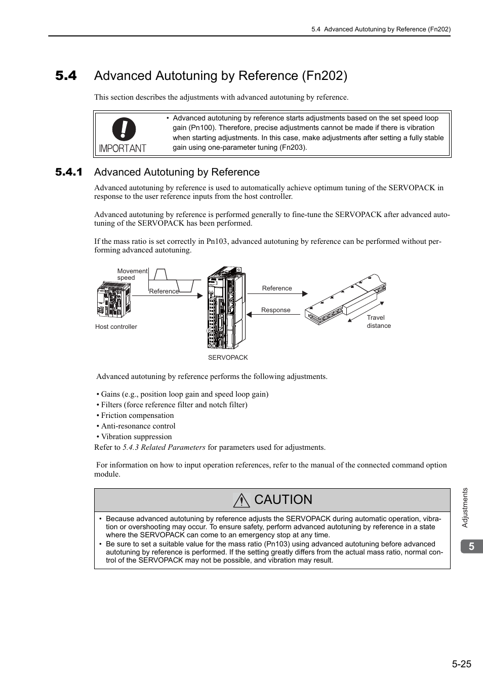 4 advanced autotuning by reference (fn202), 1 advanced autotuning by reference, Caution | Yaskawa Sigma-5 User Manual: Design and Maintenance - Linear Motors User Manual | Page 169 / 318