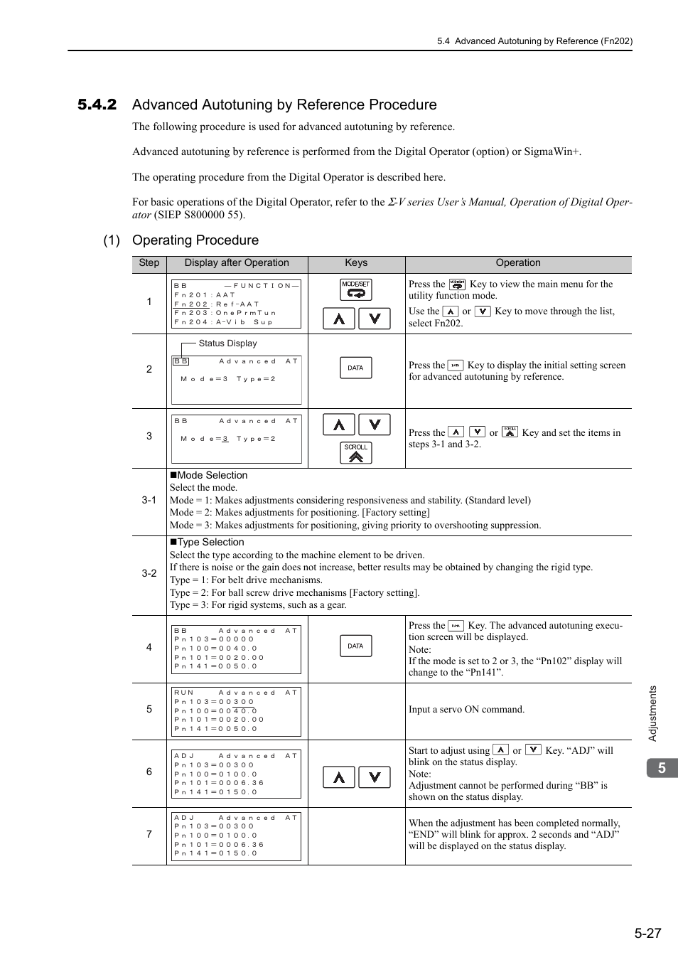 2 advanced autotuning by reference procedure, 1) operating procedure | Yaskawa Sigma-5 User Manual: Design and Maintenance - Linear Motors User Manual | Page 171 / 318