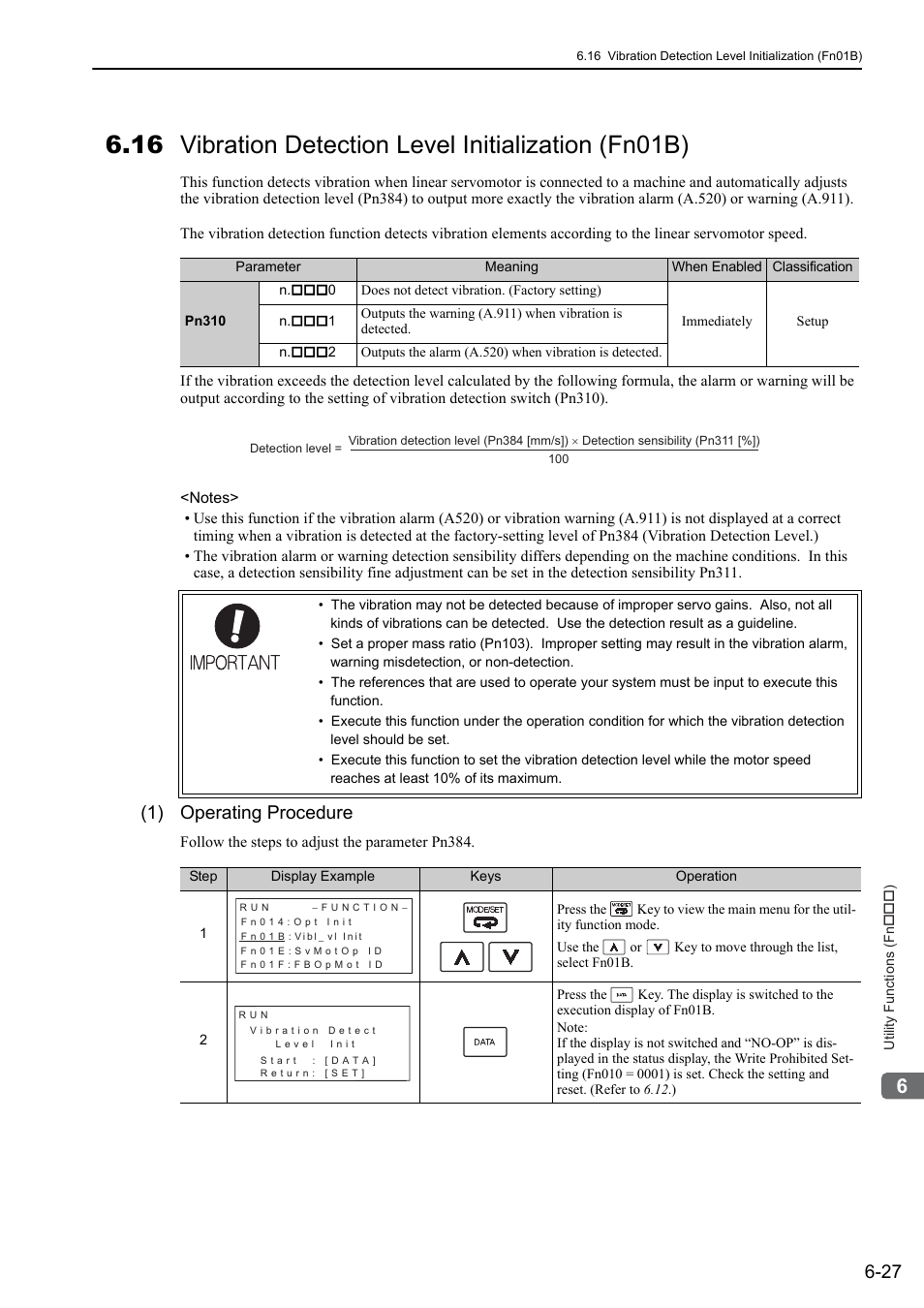 1) operating procedure | Yaskawa Sigma-5 User Manual: Design and Maintenance - Linear Motors User Manual | Page 238 / 318