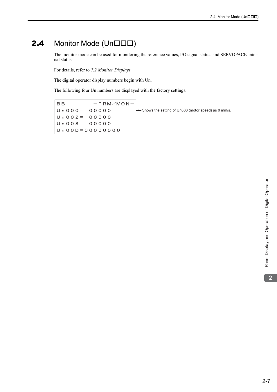 4 monitor mode (un*** ), 4 monitor mode (un) | Yaskawa Sigma-5 User Manual: Design and Maintenance - Linear Motors User Manual | Page 46 / 318