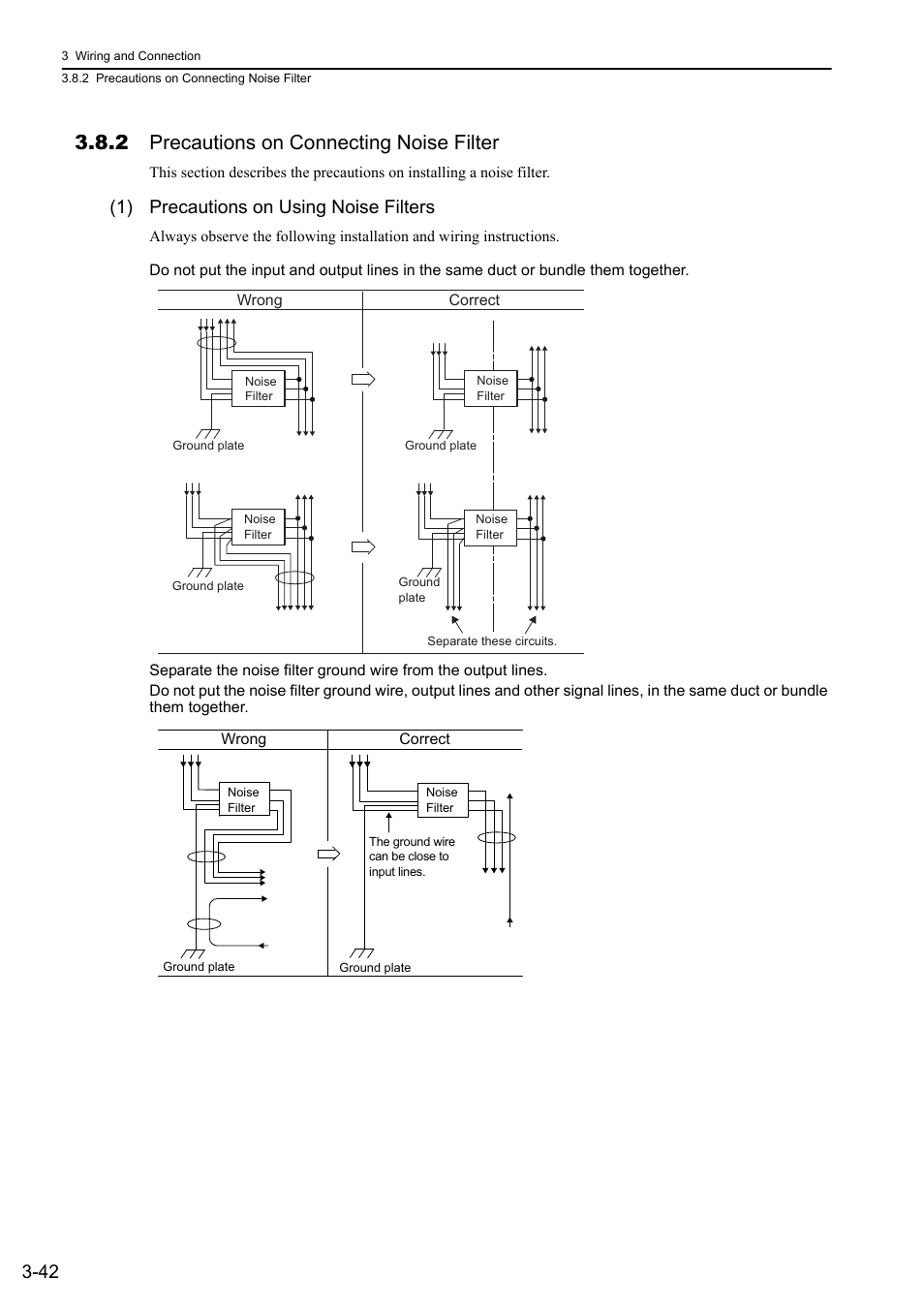 2 precautions on connecting noise filter, 1) precautions on using noise filters | Yaskawa Sigma-5 User Manual: Design and Maintenance - Linear Motors User Manual | Page 88 / 318