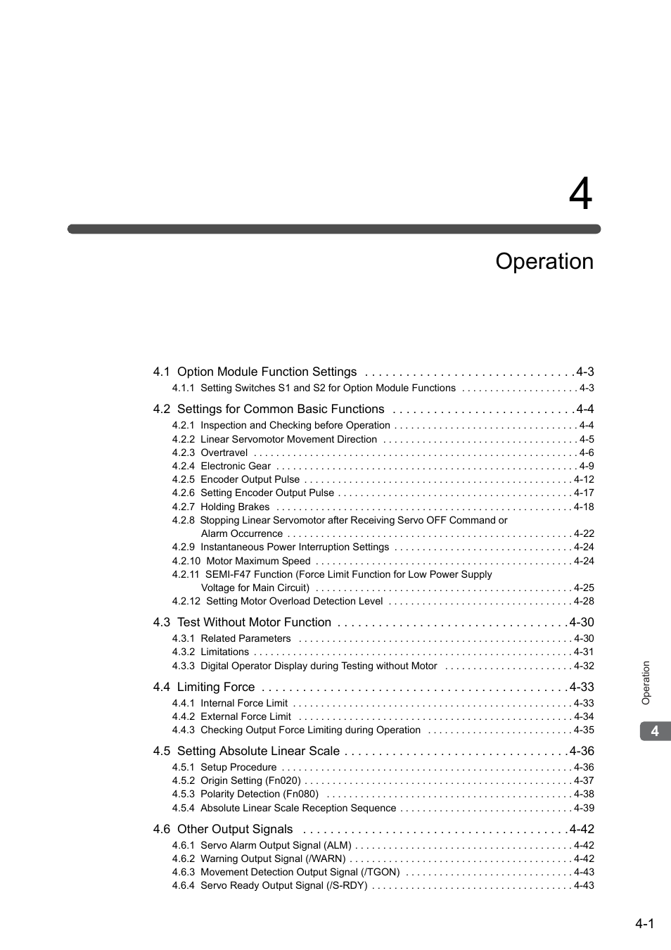 4 operation, Operation | Yaskawa Sigma-5 User Manual: Design and Maintenance - Linear Motors User Manual | Page 91 / 318