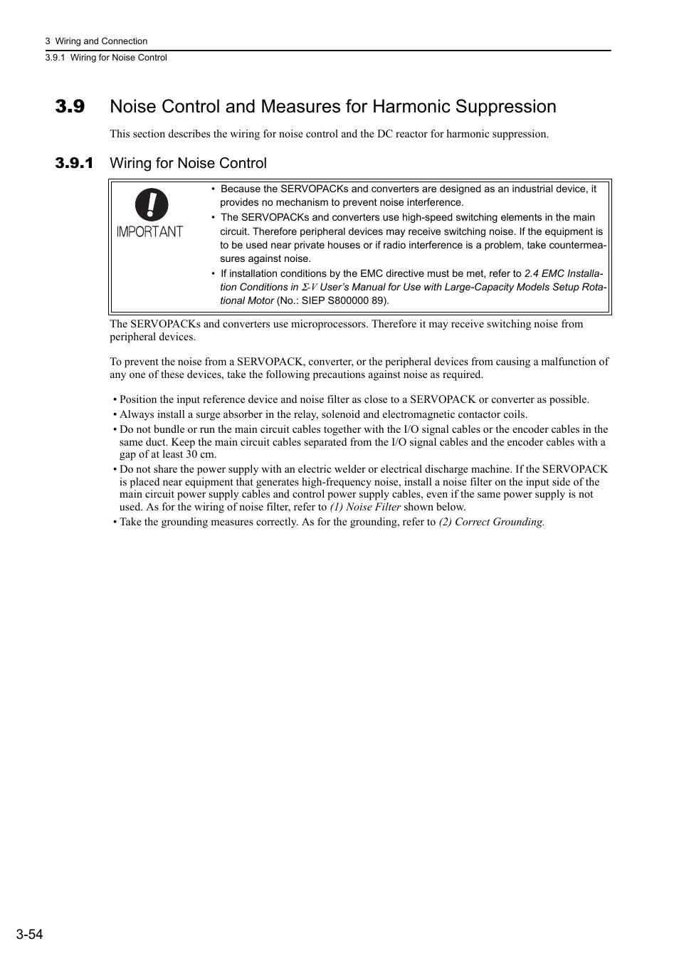 1 wiring for noise control | Yaskawa Sigma-5 Large Capacity Users Manual: Design and Maintenance-Rotary Motors-Analog Voltage and Pulse Train Reference User Manual | Page 102 / 434