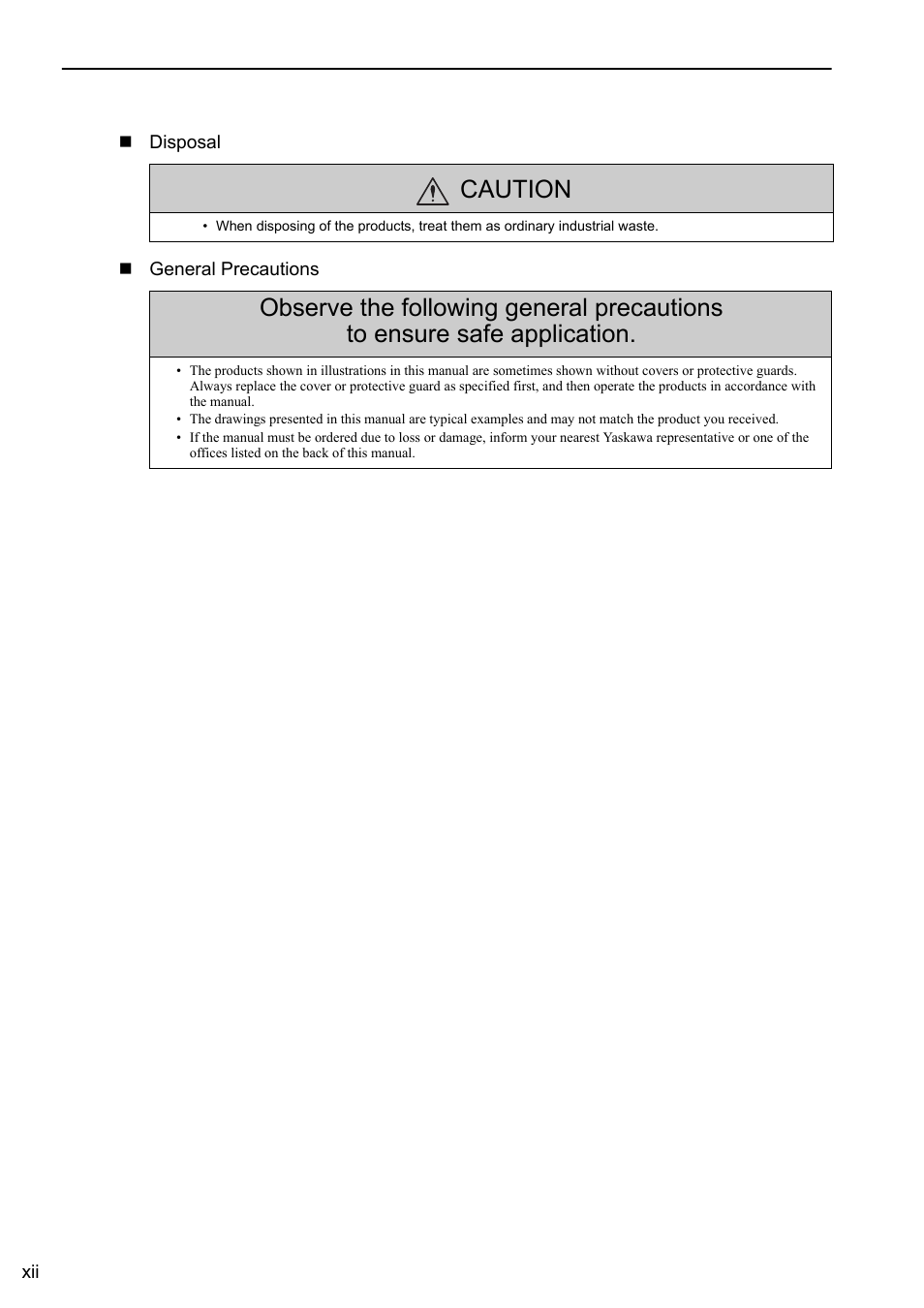 Caution | Yaskawa Sigma-5 Large Capacity Users Manual: Design and Maintenance-Rotary Motors-Analog Voltage and Pulse Train Reference User Manual | Page 12 / 434