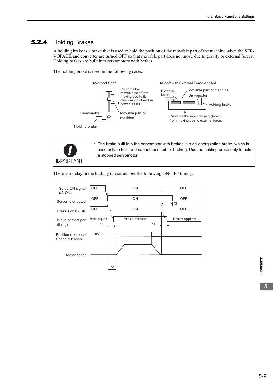 4 holding brakes, Rotation, Analog | Yaskawa Sigma-5 Large Capacity Users Manual: Design and Maintenance-Rotary Motors-Analog Voltage and Pulse Train Reference User Manual | Page 130 / 434