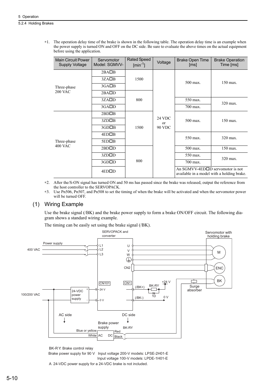 1) wiring example | Yaskawa Sigma-5 Large Capacity Users Manual: Design and Maintenance-Rotary Motors-Analog Voltage and Pulse Train Reference User Manual | Page 131 / 434