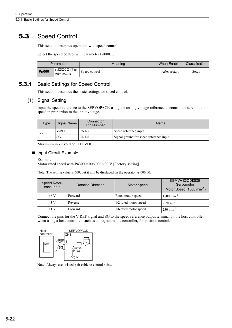 3 speed control, 1 basic settings for speed control, 1) signal setting | Analog | Yaskawa Sigma-5 Large Capacity Users Manual: Design and Maintenance-Rotary Motors-Analog Voltage and Pulse Train Reference User Manual | Page 143 / 434