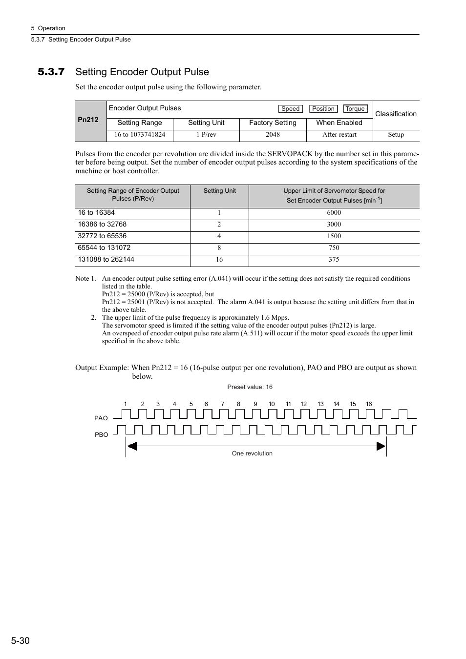 7 setting encoder output pulse, Rotation | Yaskawa Sigma-5 Large Capacity Users Manual: Design and Maintenance-Rotary Motors-Analog Voltage and Pulse Train Reference User Manual | Page 151 / 434