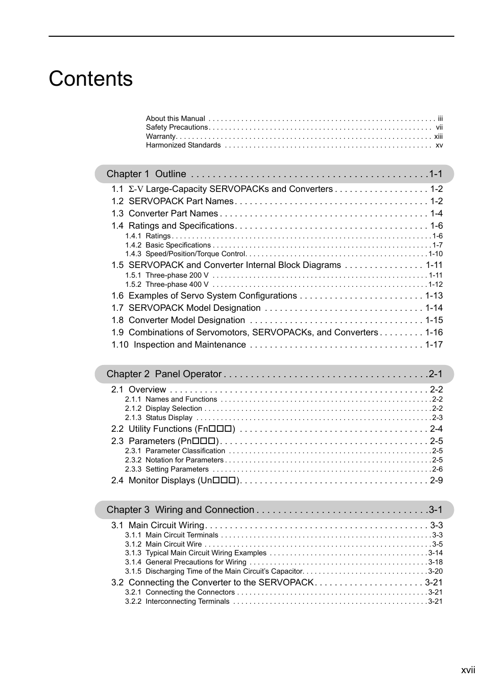 Yaskawa Sigma-5 Large Capacity Users Manual: Design and Maintenance-Rotary Motors-Analog Voltage and Pulse Train Reference User Manual | Page 17 / 434