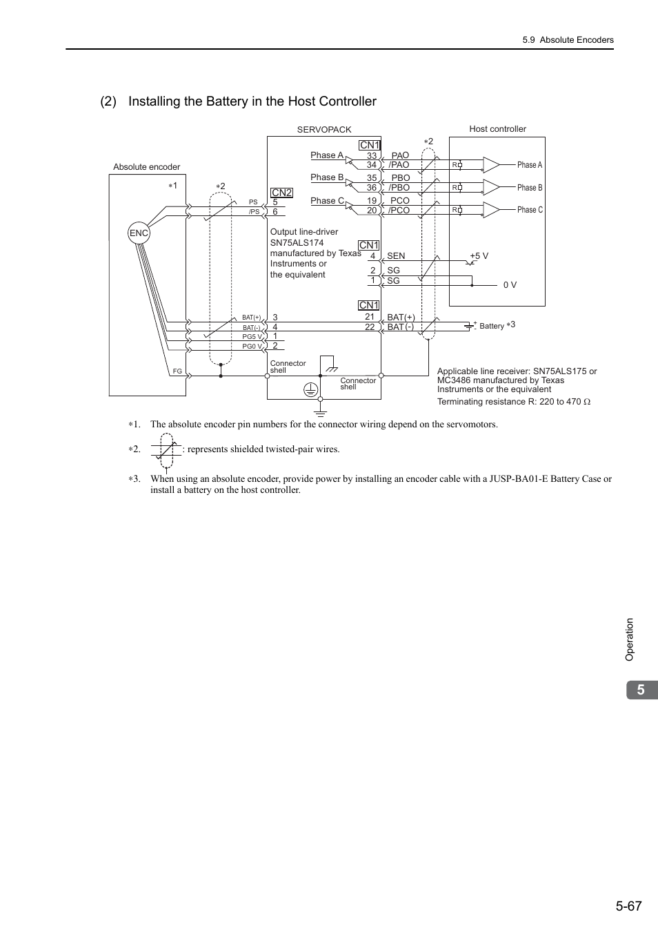 2) installing the battery in the host controller, Analog | Yaskawa Sigma-5 Large Capacity Users Manual: Design and Maintenance-Rotary Motors-Analog Voltage and Pulse Train Reference User Manual | Page 188 / 434