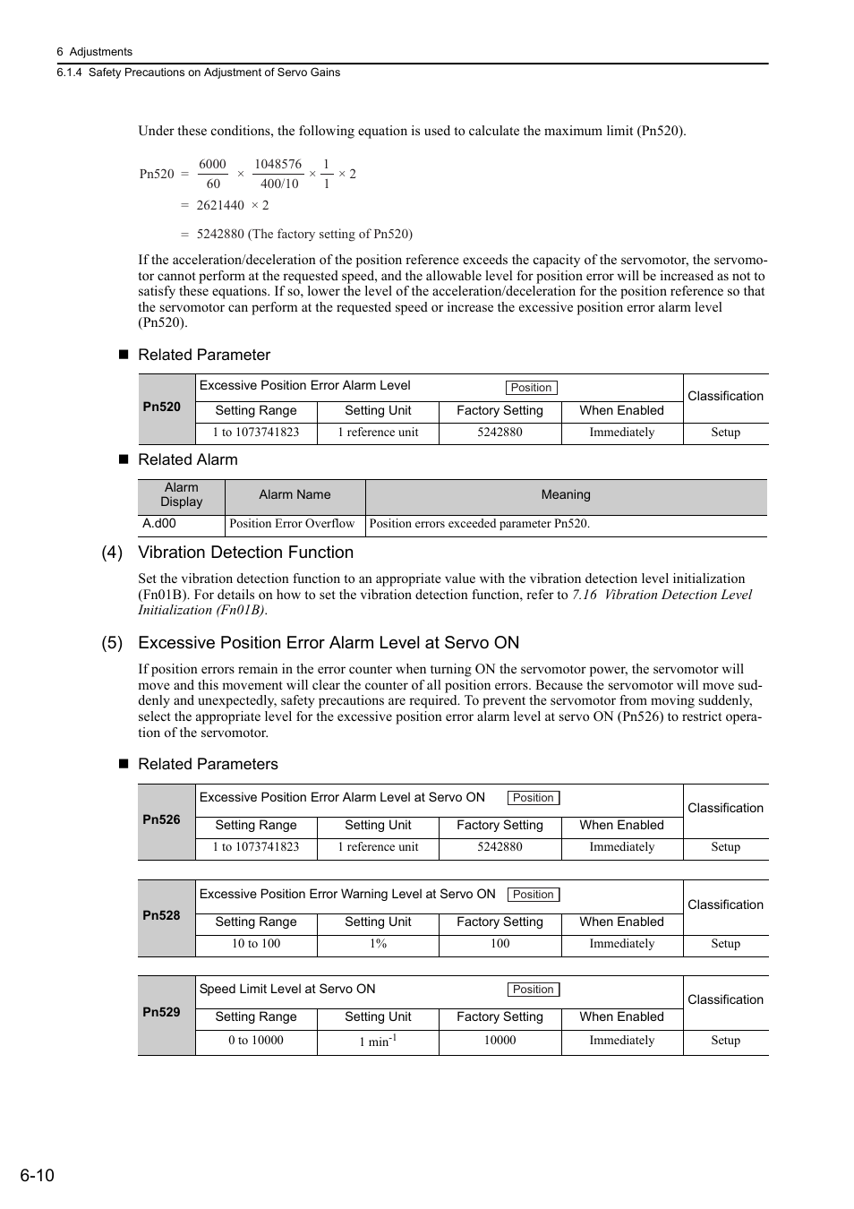 4) vibration detection function, Rotation | Yaskawa Sigma-5 Large Capacity Users Manual: Design and Maintenance-Rotary Motors-Analog Voltage and Pulse Train Reference User Manual | Page 221 / 434
