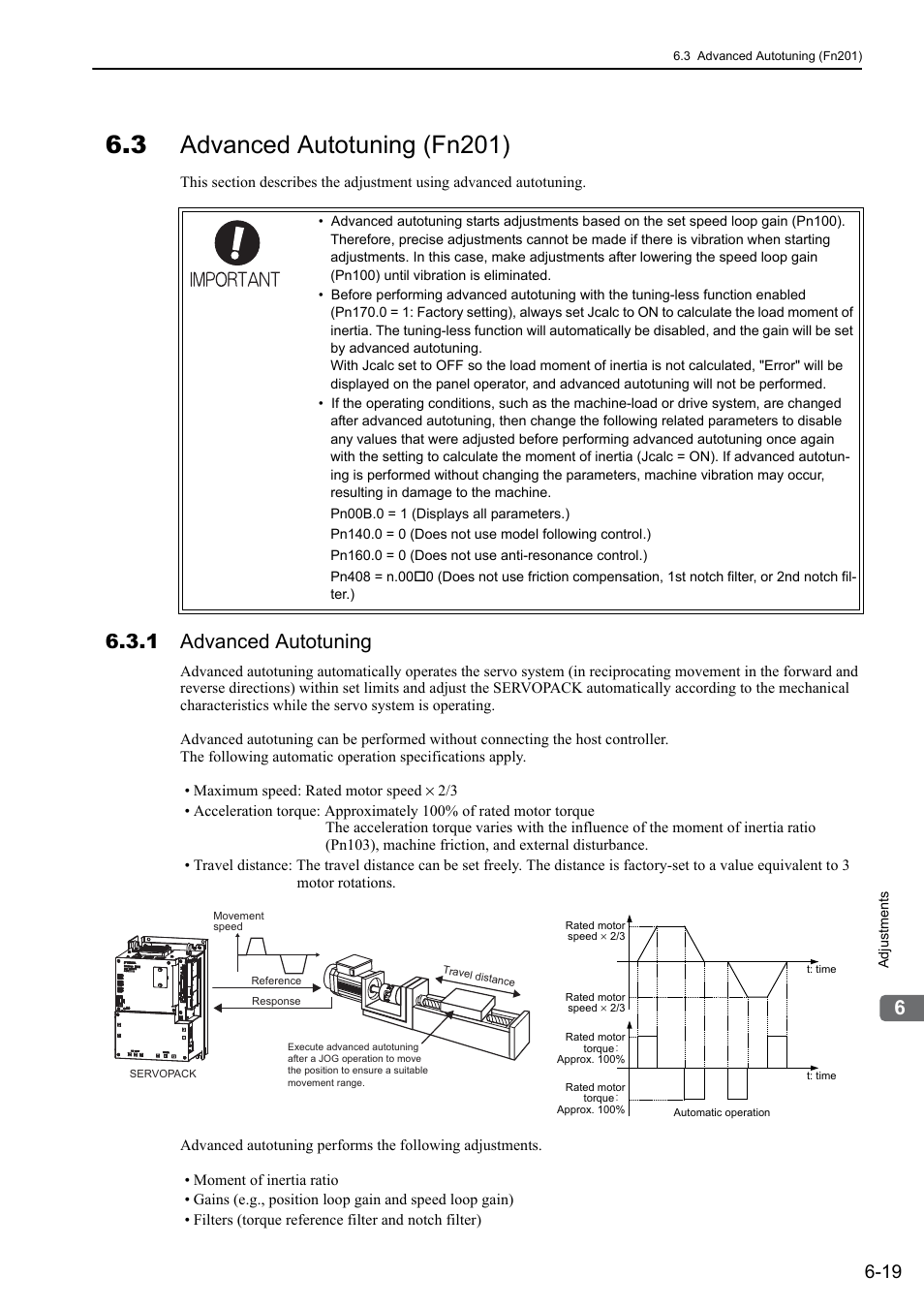 3 advanced autotuning (fn201), 1 advanced autotuning, Analog | Rotation | Yaskawa Sigma-5 Large Capacity Users Manual: Design and Maintenance-Rotary Motors-Analog Voltage and Pulse Train Reference User Manual | Page 230 / 434