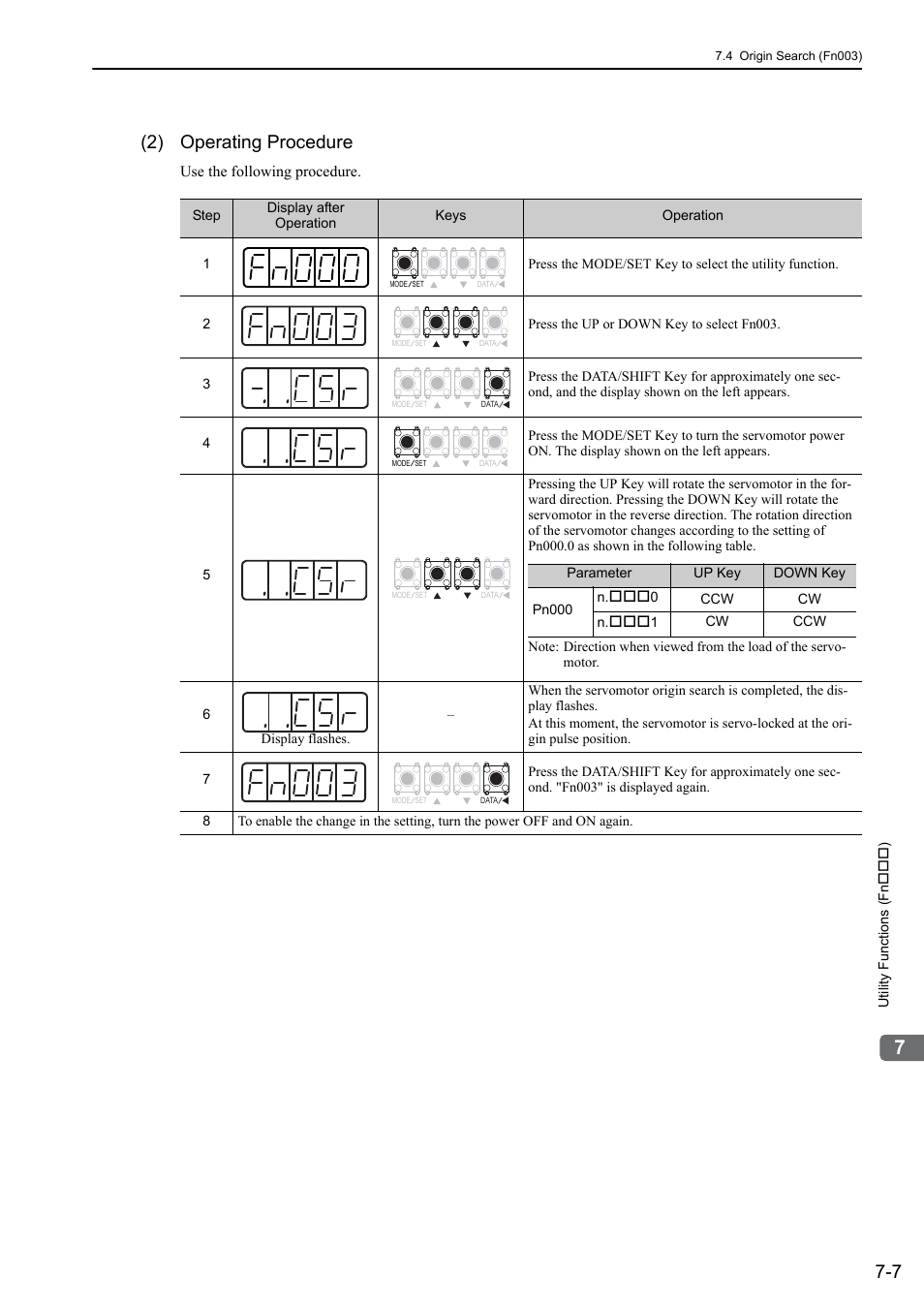 2) operating procedure | Yaskawa Sigma-5 Large Capacity Users Manual: Design and Maintenance-Rotary Motors-Analog Voltage and Pulse Train Reference User Manual | Page 292 / 434