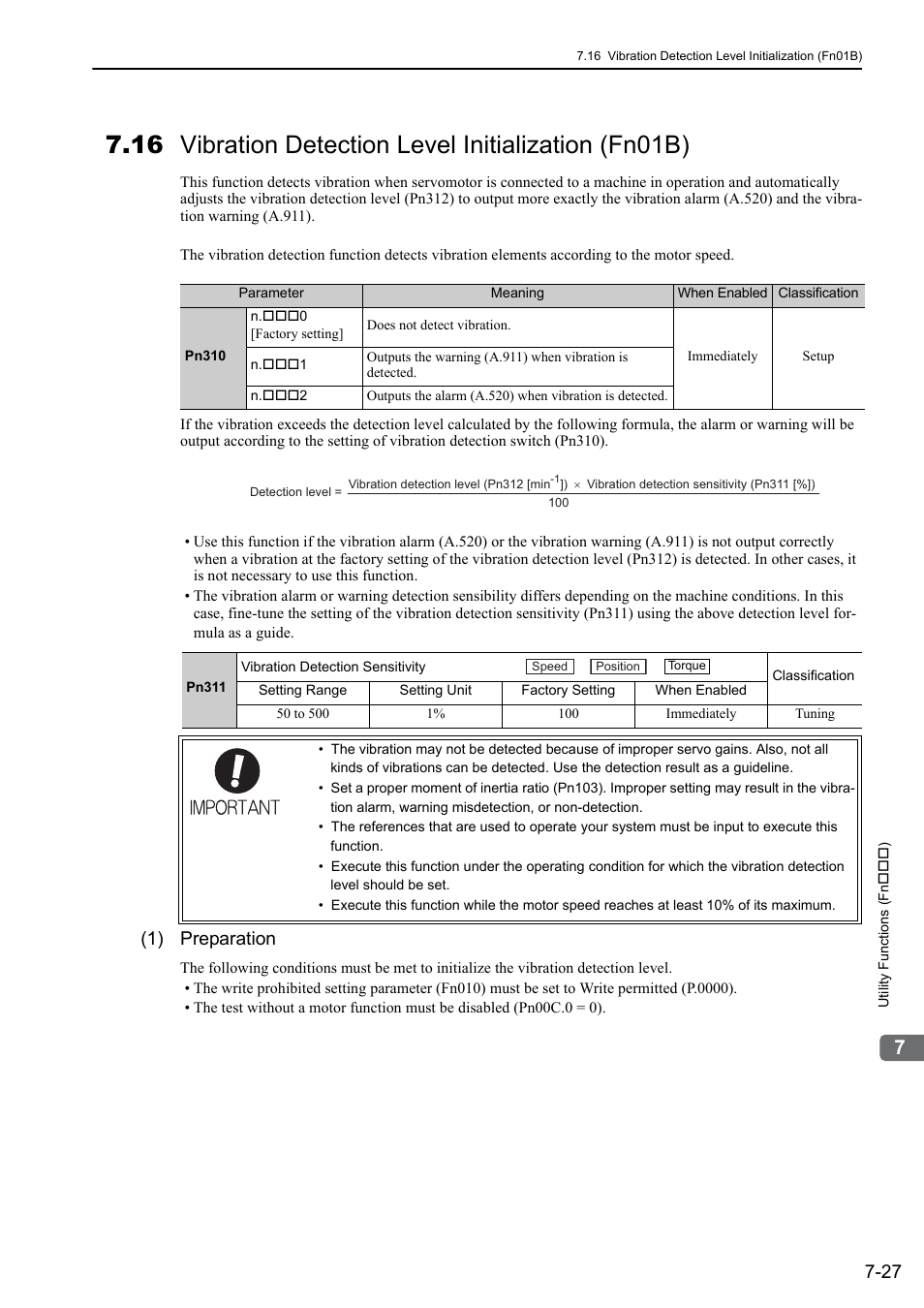 1) preparation | Yaskawa Sigma-5 Large Capacity Users Manual: Design and Maintenance-Rotary Motors-Analog Voltage and Pulse Train Reference User Manual | Page 312 / 434