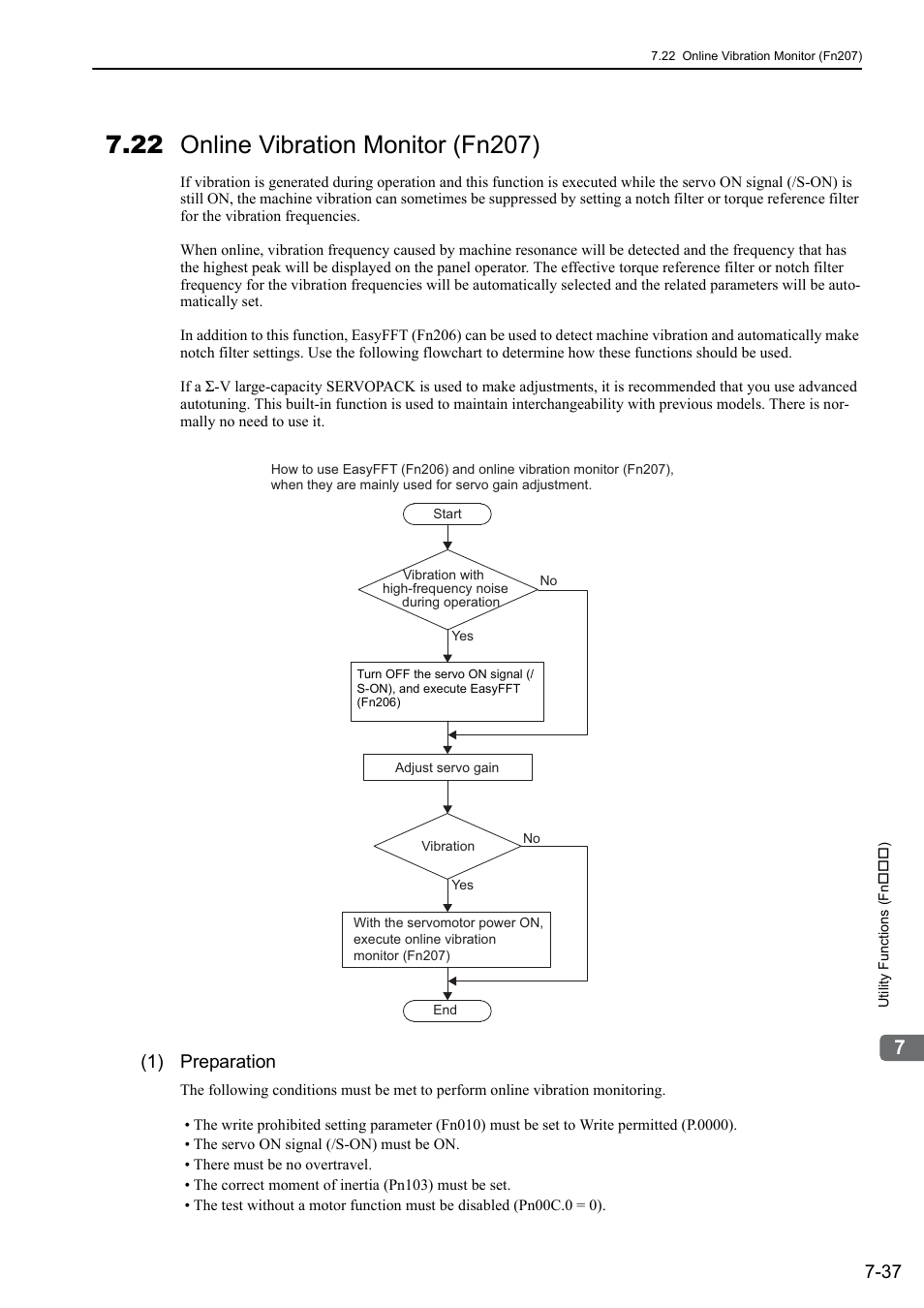 22 online vibration monitor (fn207), 1) preparation | Yaskawa Sigma-5 Large Capacity Users Manual: Design and Maintenance-Rotary Motors-Analog Voltage and Pulse Train Reference User Manual | Page 322 / 434