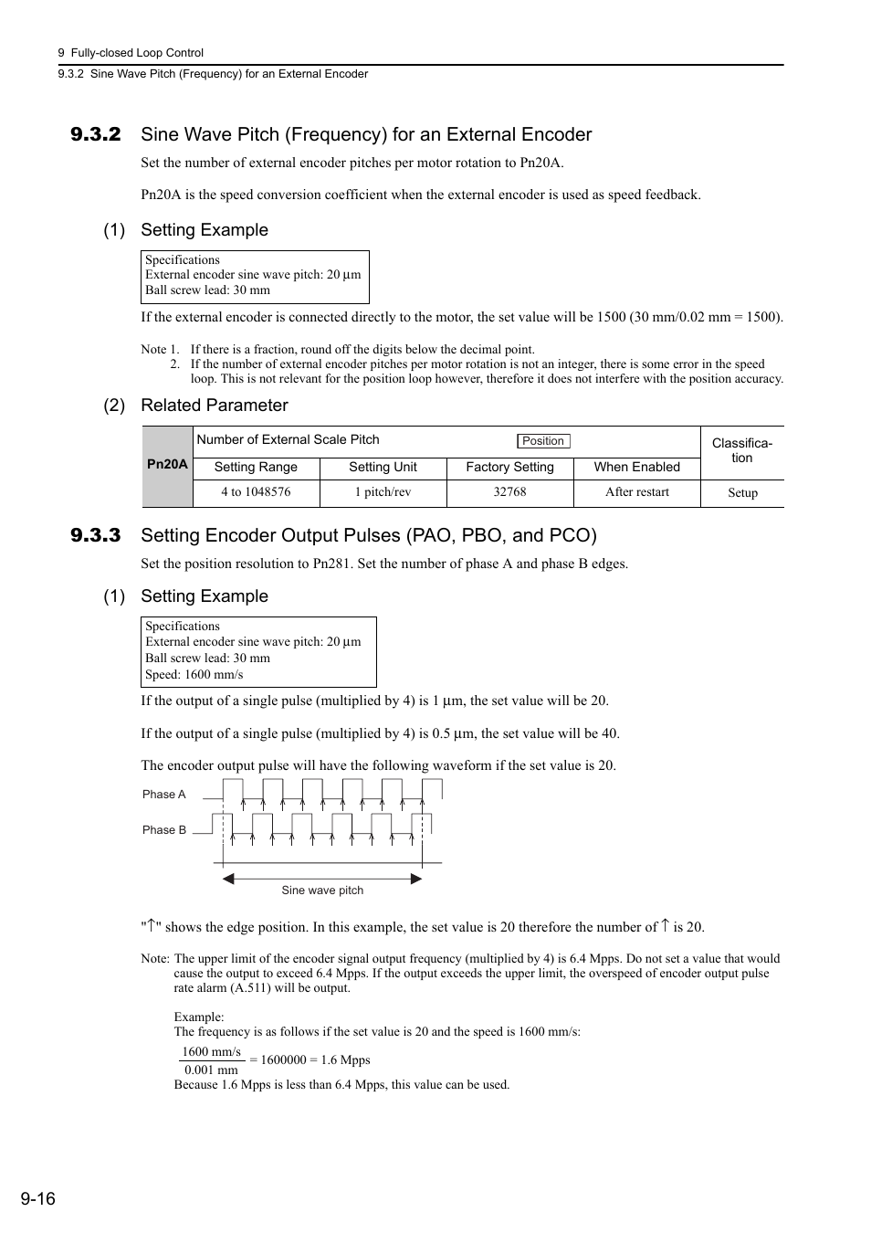 1) setting example, 2) related parameter, Rotation | Yaskawa Sigma-5 Large Capacity Users Manual: Design and Maintenance-Rotary Motors-Analog Voltage and Pulse Train Reference User Manual | Page 350 / 434