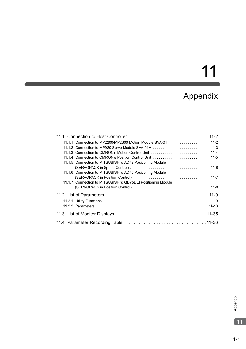 11 appendix, Appendix | Yaskawa Sigma-5 Large Capacity Users Manual: Design and Maintenance-Rotary Motors-Analog Voltage and Pulse Train Reference User Manual | Page 389 / 434