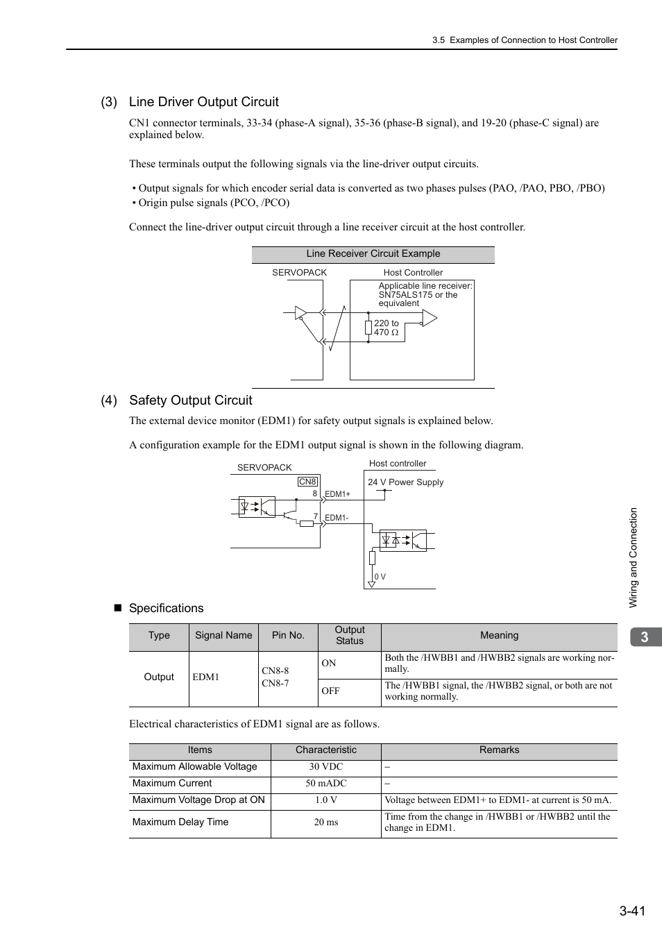3) line driver output circuit, 4) safety output circuit | Yaskawa Sigma-5 Large Capacity Users Manual: Design and Maintenance-Rotary Motors-Analog Voltage and Pulse Train Reference User Manual | Page 89 / 434