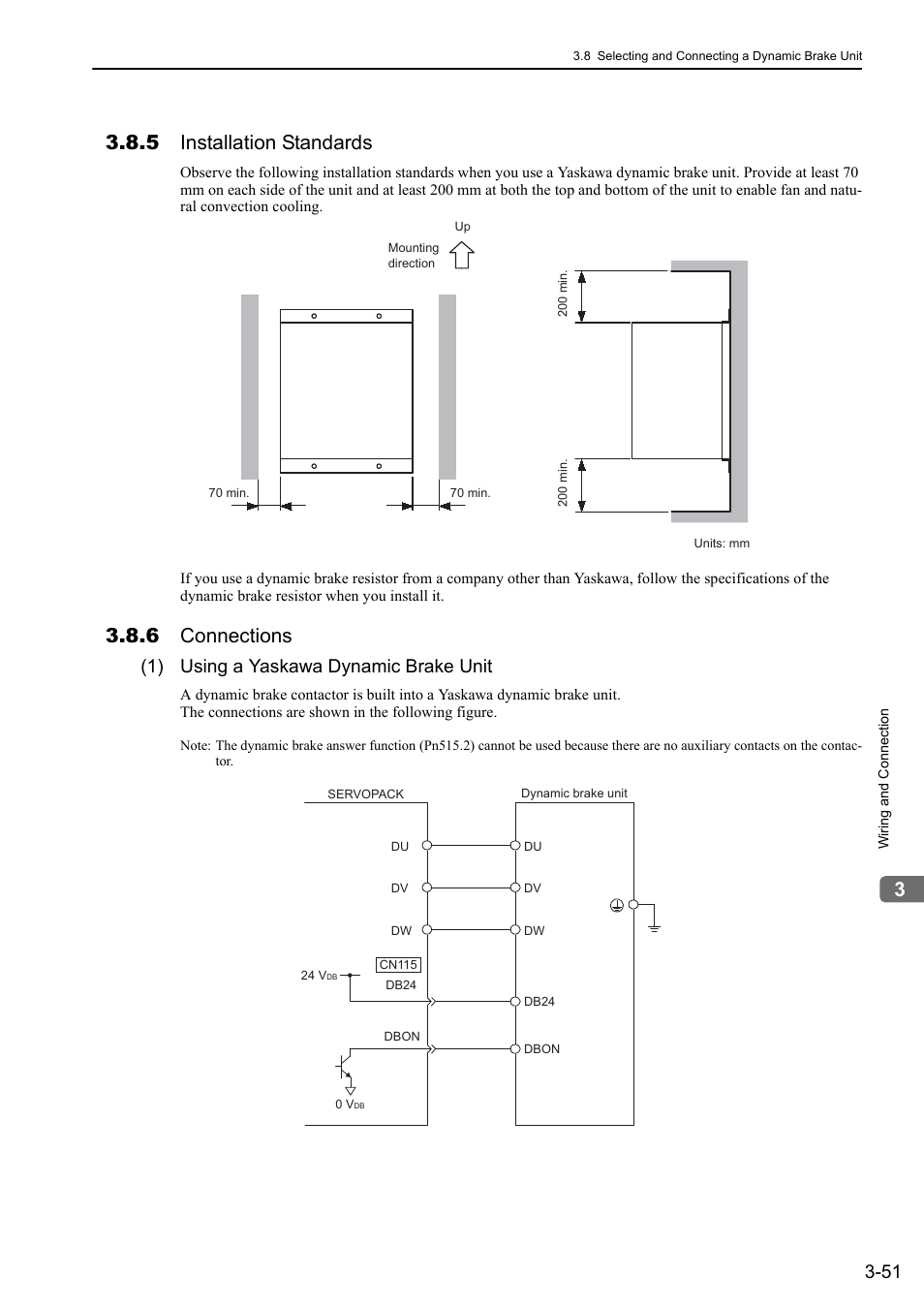 5 installation standards, 6 connections, 1) using a yaskawa dynamic brake unit | Yaskawa Sigma-5 Large Capacity Users Manual: Design and Maintenance-Rotary Motors-Analog Voltage and Pulse Train Reference User Manual | Page 99 / 434