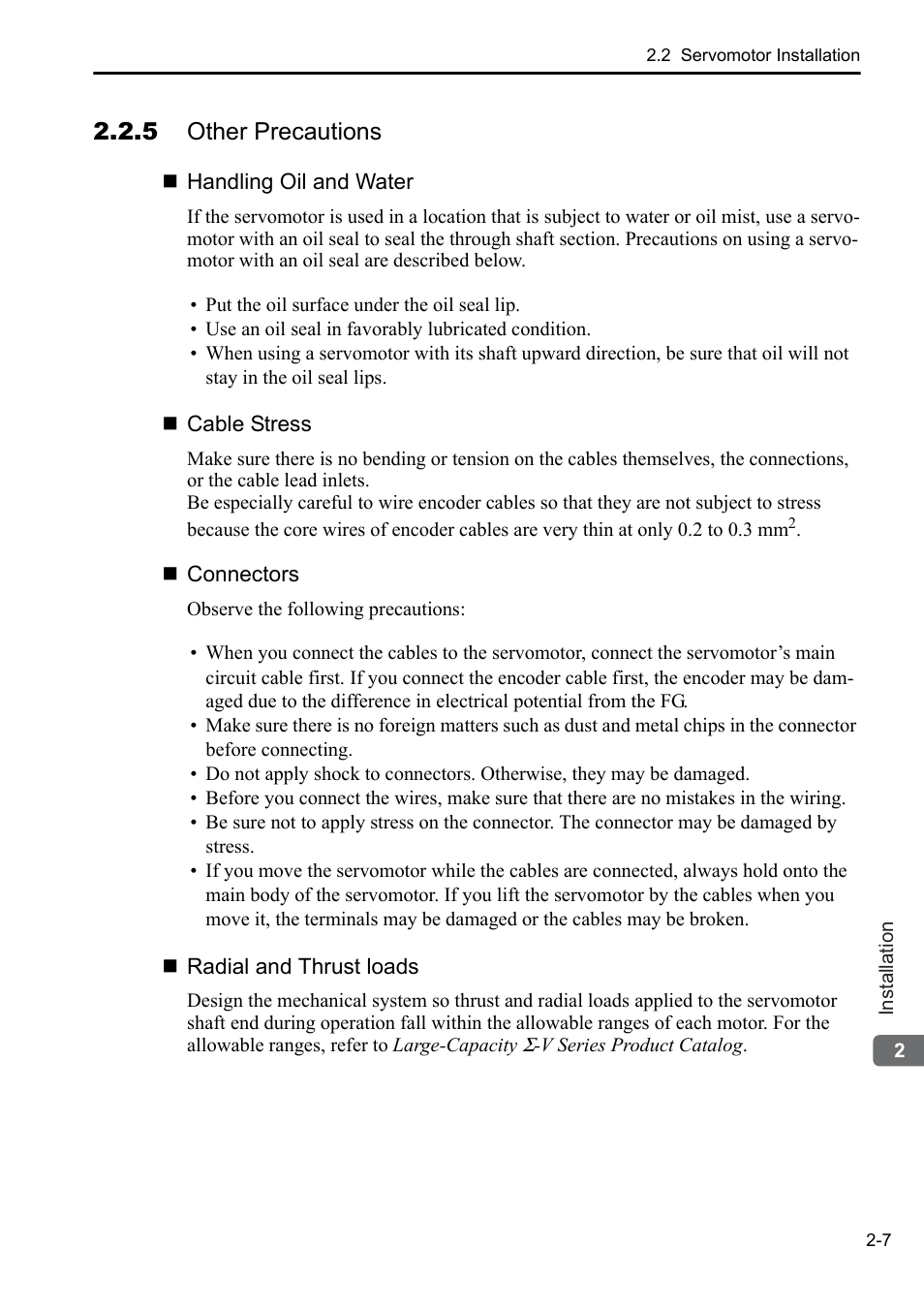5 other precautions | Yaskawa Sigma-5 Series User Manual:: For Use with Large-Capacity Models-Setup. Rotary Motors User Manual | Page 29 / 114