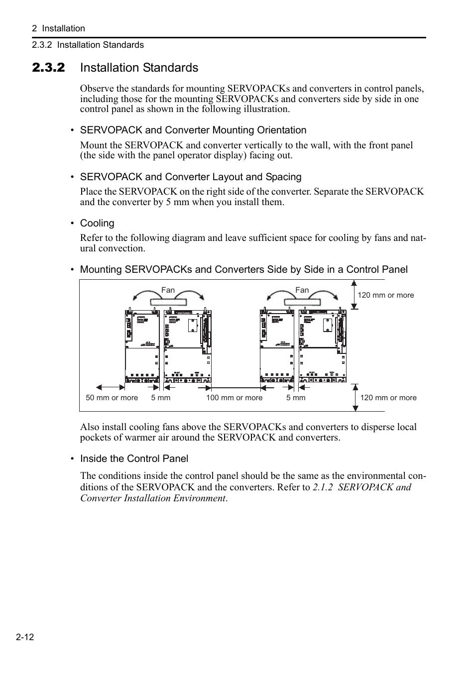 2 installation standards | Yaskawa Sigma-5 Series User Manual:: For Use with Large-Capacity Models-Setup. Rotary Motors User Manual | Page 34 / 114