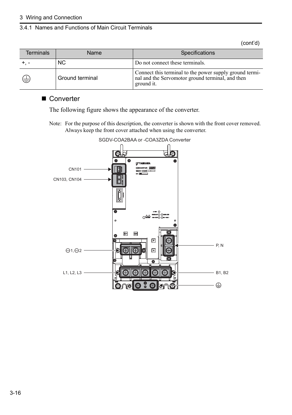 Converter | Yaskawa Sigma-5 Series User Manual:: For Use with Large-Capacity Models-Setup. Rotary Motors User Manual | Page 64 / 114