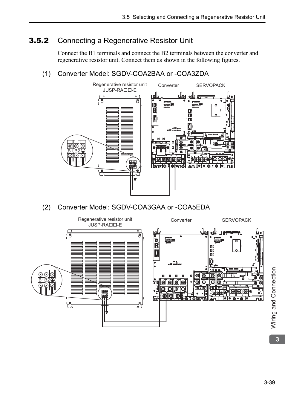 2 connecting a regenerative resistor unit, Wiring and connection | Yaskawa Sigma-5 Series User Manual:: For Use with Large-Capacity Models-Setup. Rotary Motors User Manual | Page 87 / 114