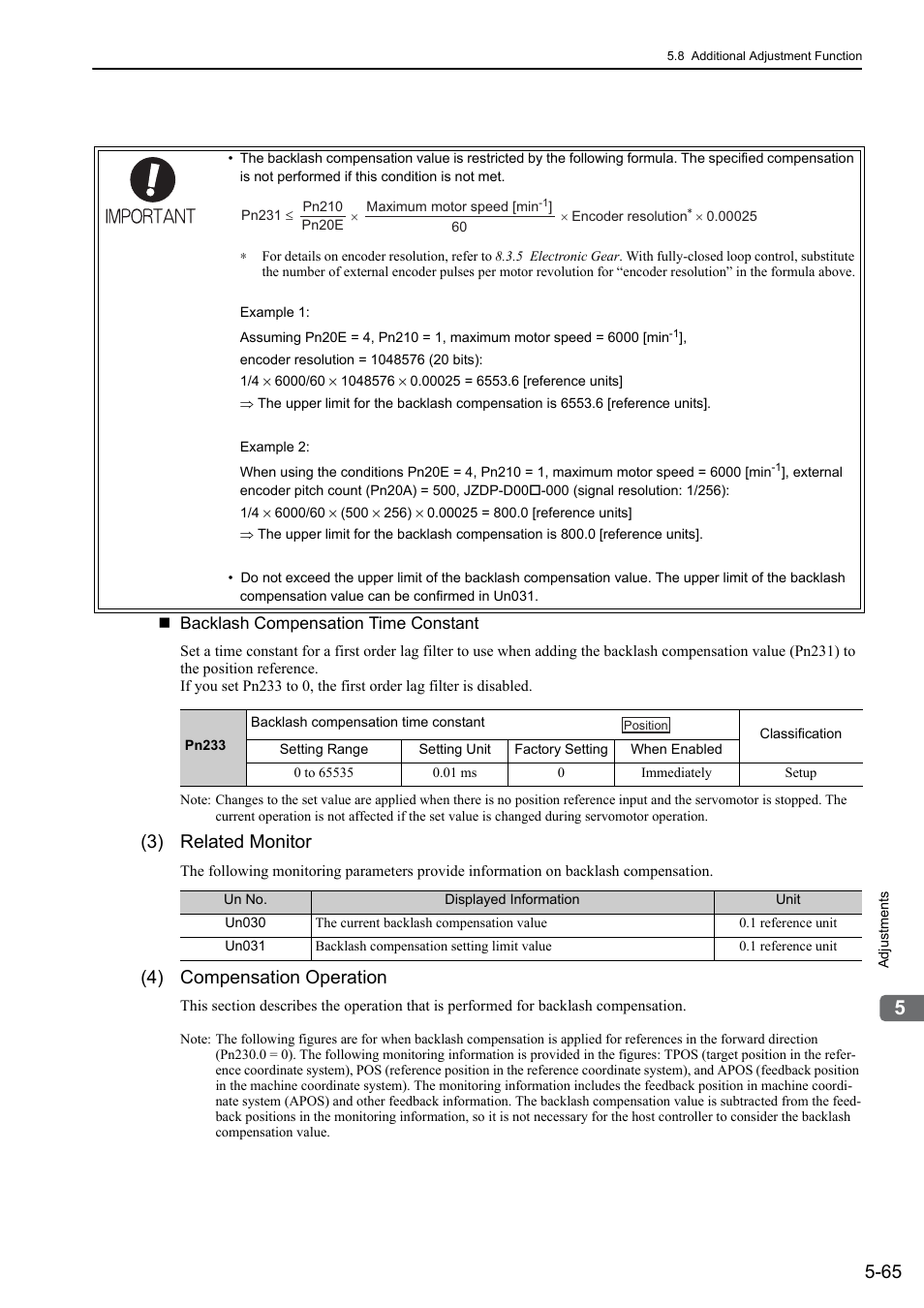 3) related monitor, 4) compensation operation | Yaskawa Sigma-5 Large Capacity Users Manual: Design and Maintenance-Rotary Motors-Mechatrolink-II Communication Reference User Manual | Page 231 / 390