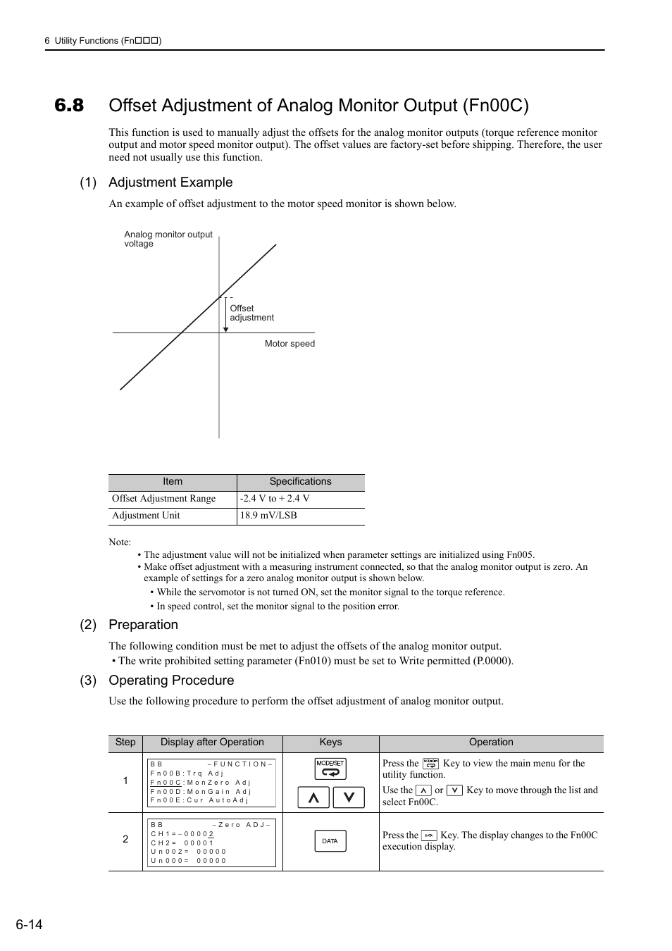 1) adjustment example, 2) preparation, 3) operating procedure | Yaskawa Sigma-5 Large Capacity Users Manual: Design and Maintenance-Rotary Motors-Mechatrolink-II Communication Reference User Manual | Page 256 / 390
