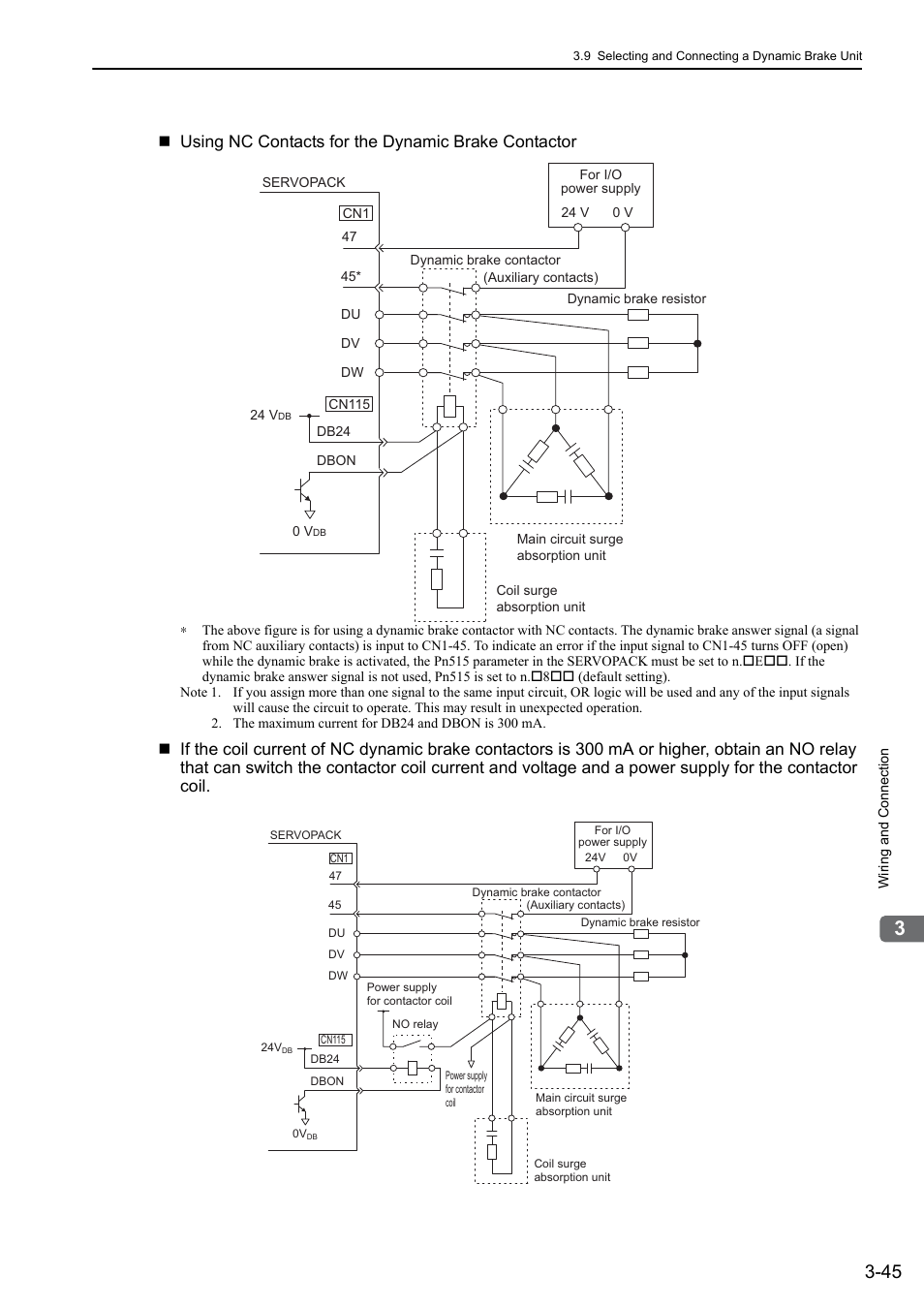Using nc contacts for the dynamic brake contactor | Yaskawa Sigma-5 Large Capacity Users Manual: Design and Maintenance-Rotary Motors-Mechatrolink-II Communication Reference User Manual | Page 91 / 390