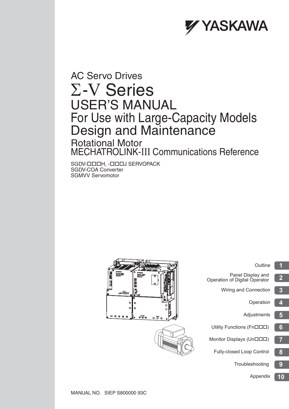 Yaskawa Sigma-5 Large Capacity Users Manual: Design and Maintenance-Rotary Motors-Mechatrolink-III Communication Reference User Manual | 410 pages