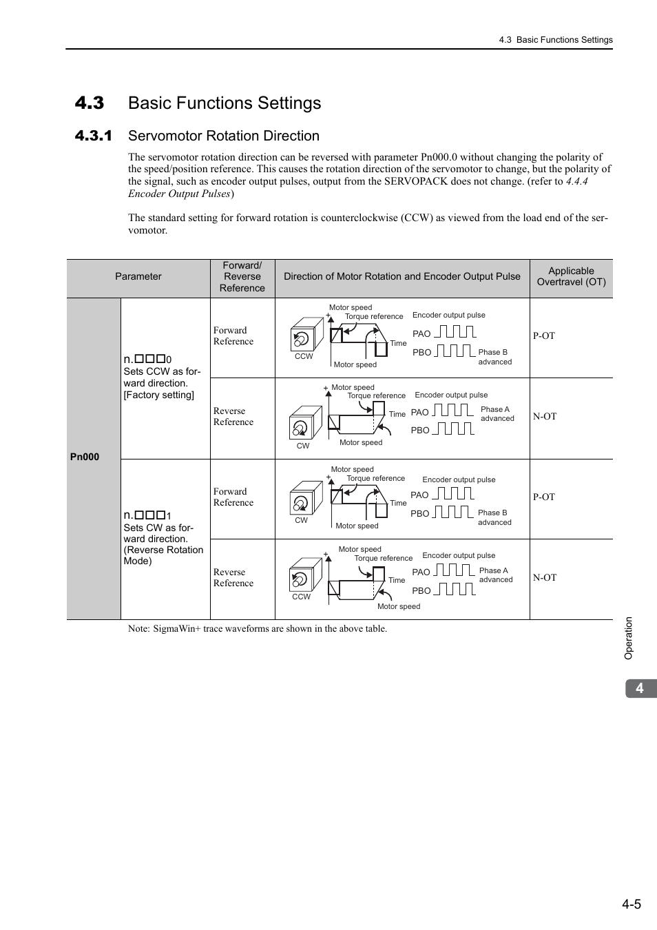 3 basic functions settings, 1 servomotor rotation direction | Yaskawa Sigma-5 Large Capacity Users Manual: Design and Maintenance-Rotary Motors-Mechatrolink-III Communication Reference User Manual | Page 101 / 410