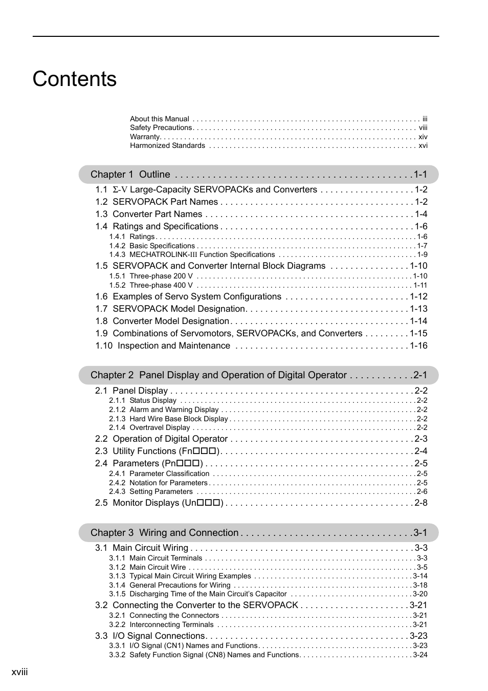 Yaskawa Sigma-5 Large Capacity Users Manual: Design and Maintenance-Rotary Motors-Mechatrolink-III Communication Reference User Manual | Page 18 / 410