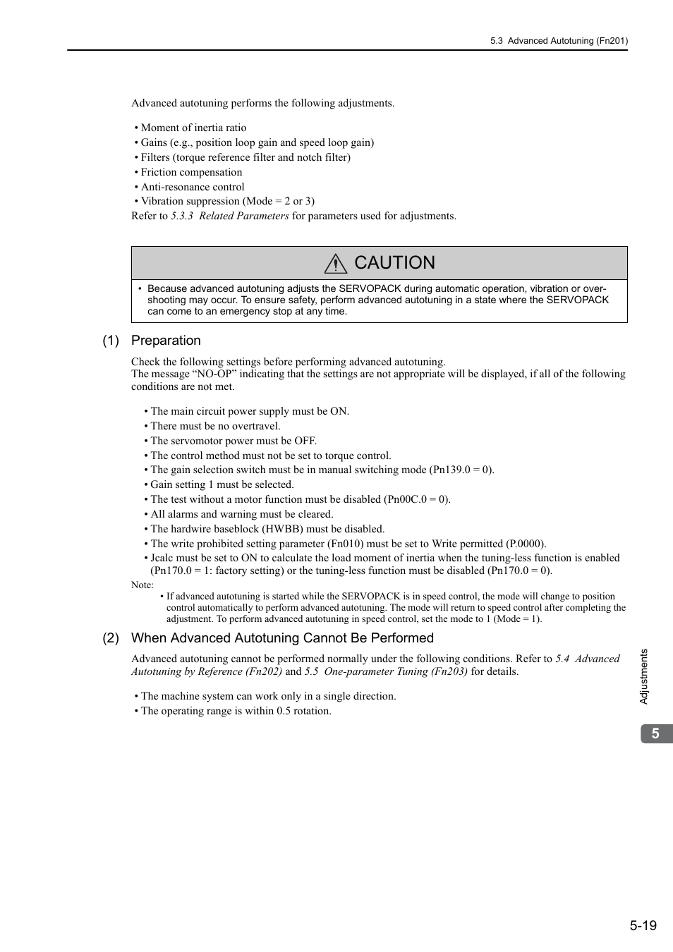 Caution | Yaskawa Sigma-5 Large Capacity Users Manual: Design and Maintenance-Rotary Motors-Mechatrolink-III Communication Reference User Manual | Page 185 / 410
