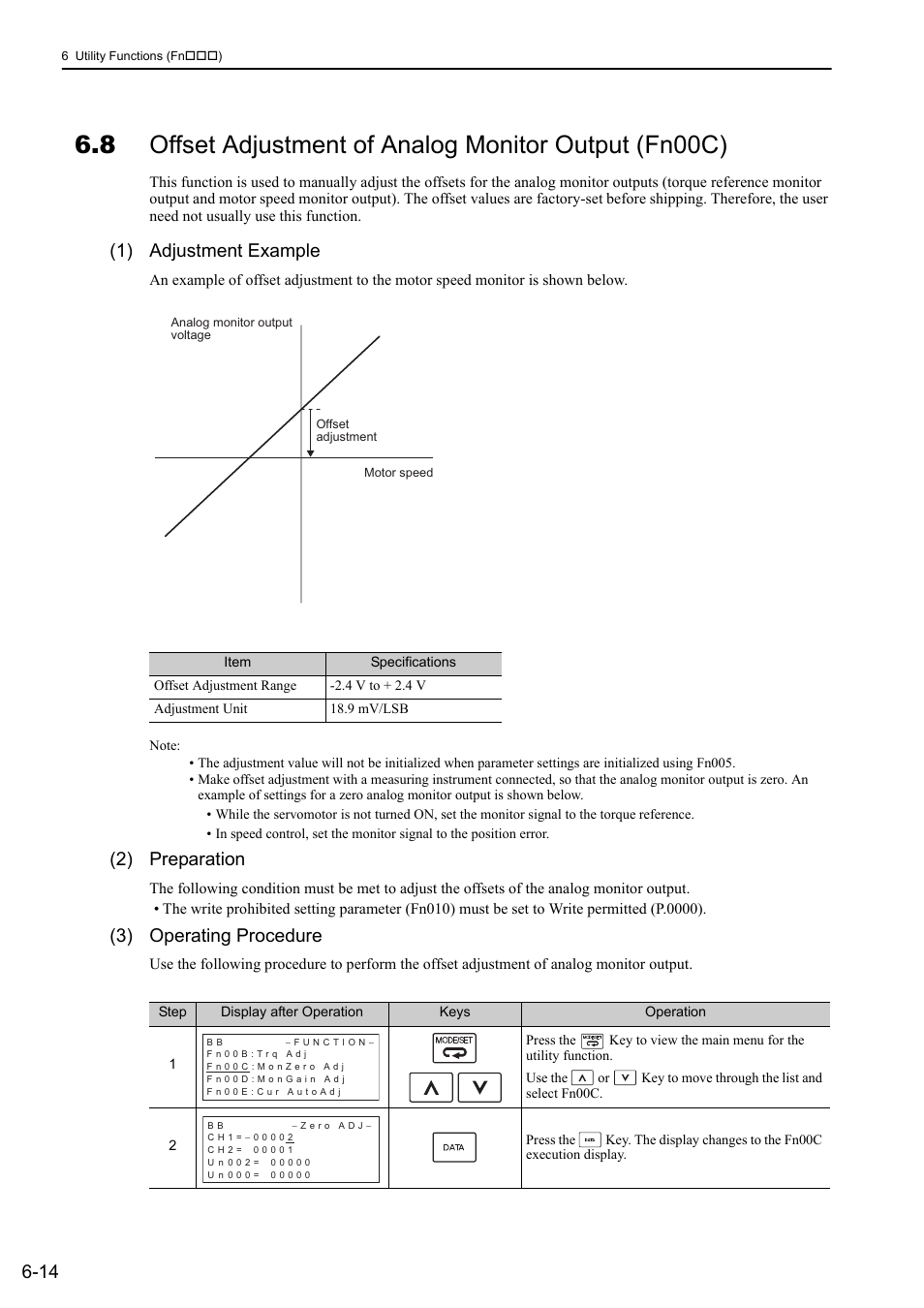 1) adjustment example, 2) preparation, 3) operating procedure | Yaskawa Sigma-5 Large Capacity Users Manual: Design and Maintenance-Rotary Motors-Mechatrolink-III Communication Reference User Manual | Page 256 / 410