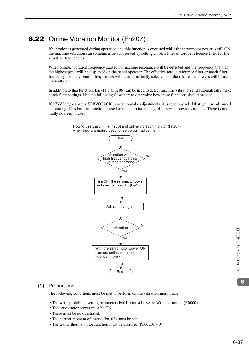 22 online vibration monitor (fn207), 1) preparation | Yaskawa Sigma-5 Large Capacity Users Manual: Design and Maintenance-Rotary Motors-Mechatrolink-III Communication Reference User Manual | Page 279 / 410