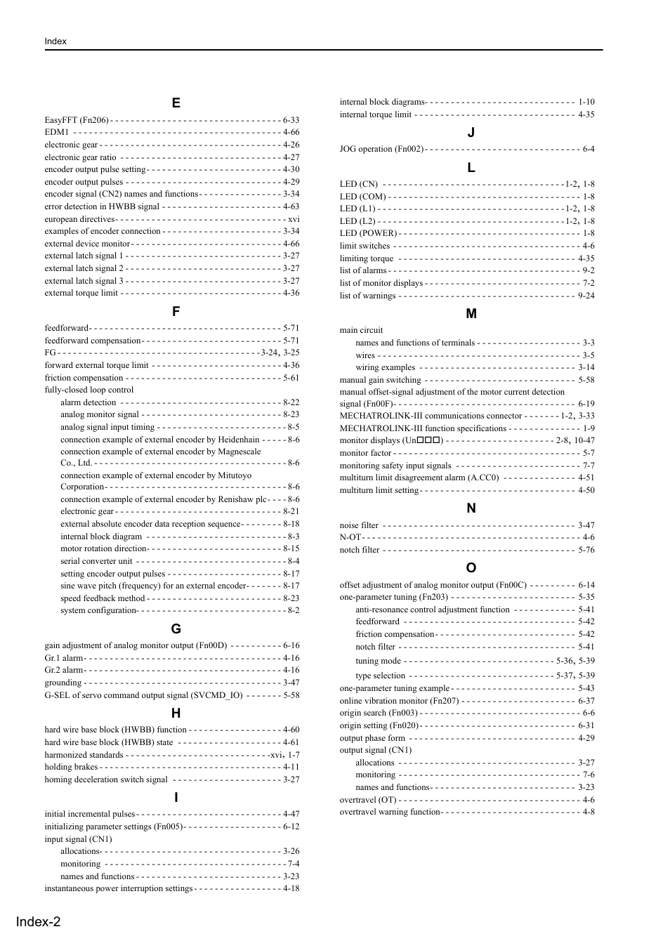 Index-2 e | Yaskawa Sigma-5 Large Capacity Users Manual: Design and Maintenance-Rotary Motors-Mechatrolink-III Communication Reference User Manual | Page 407 / 410