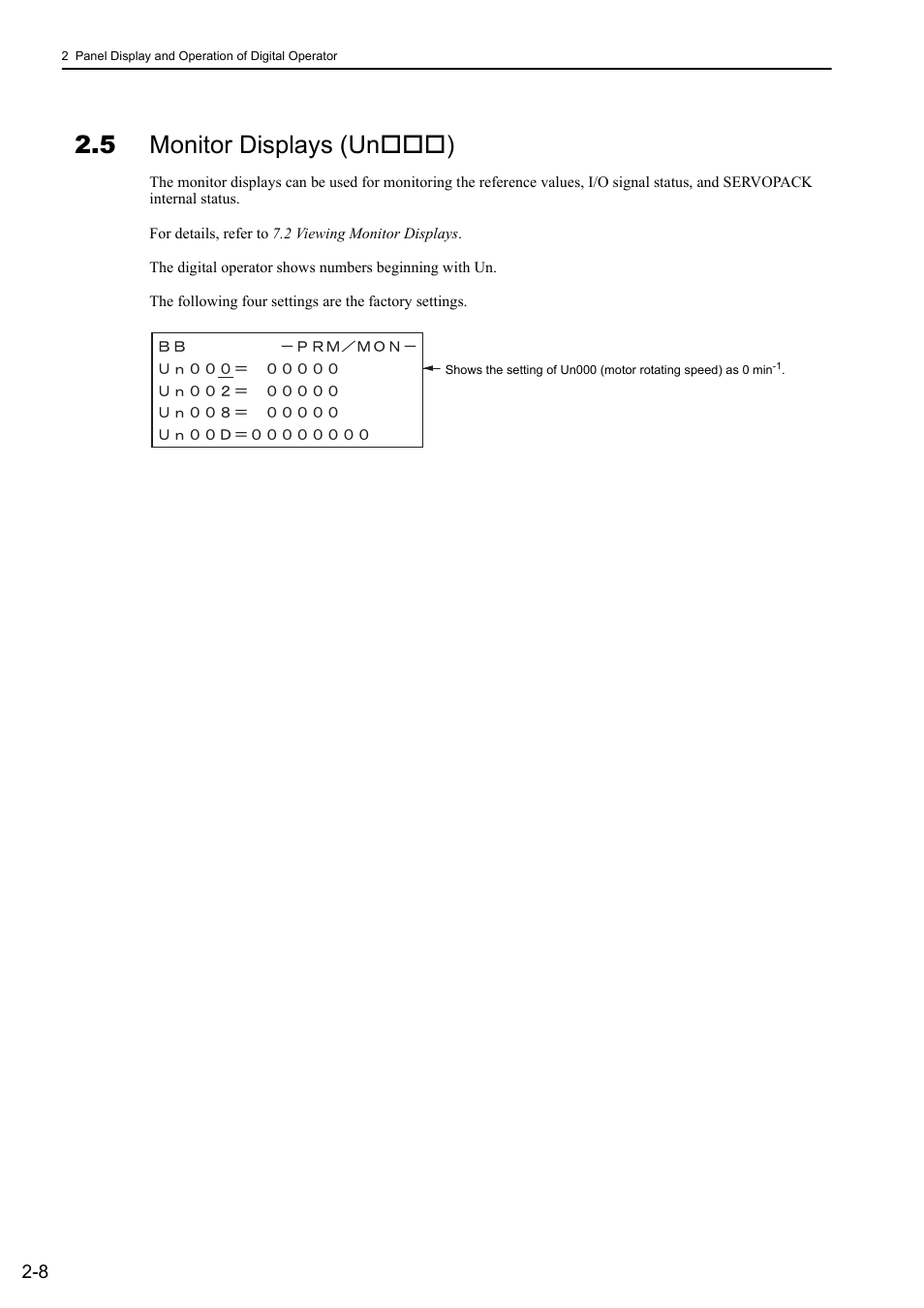 5 monitor displays (un***), 5 monitor displays (un ) | Yaskawa Sigma-5 Large Capacity Users Manual: Design and Maintenance-Rotary Motors-Mechatrolink-III Communication Reference User Manual | Page 46 / 410