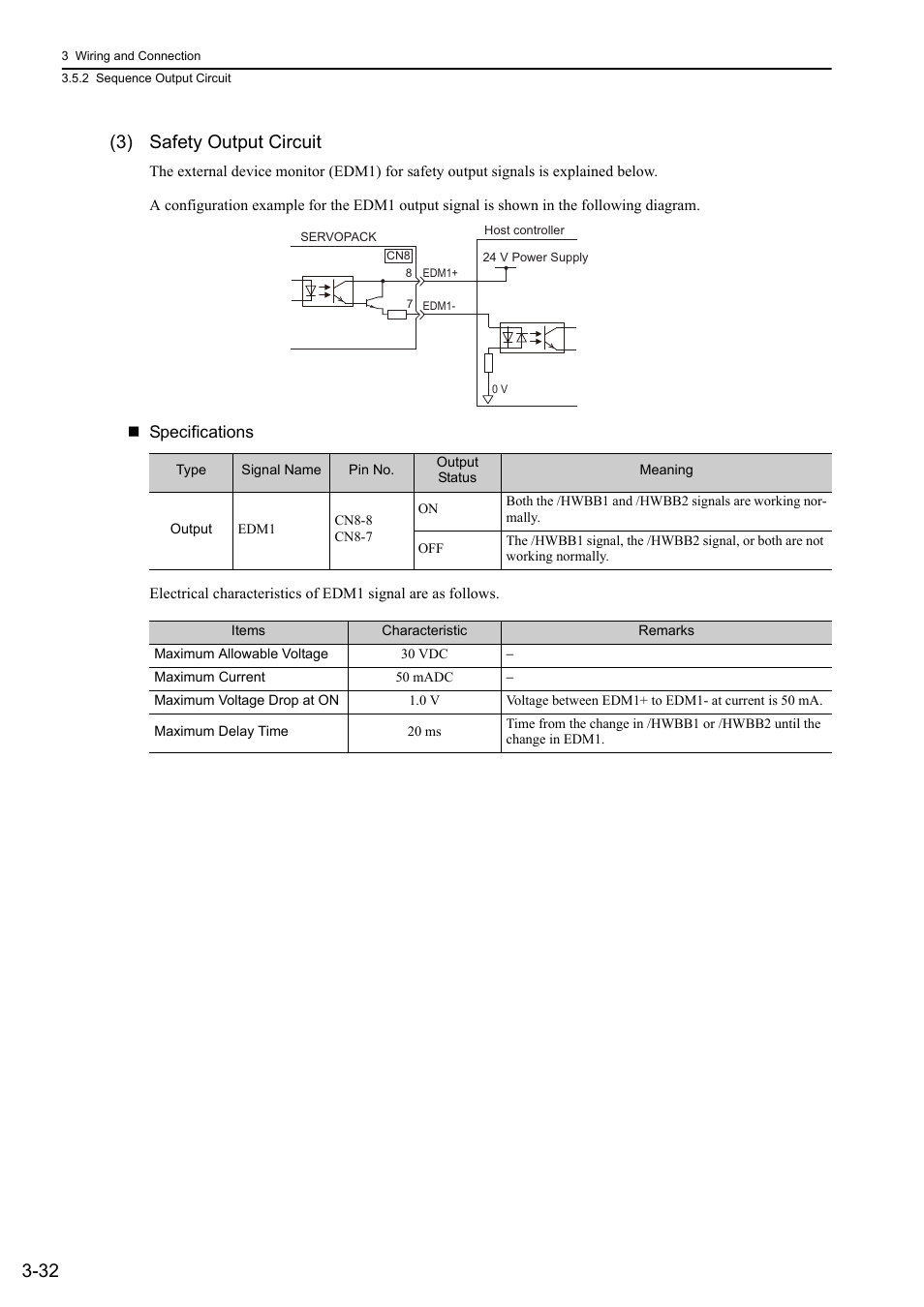 32 (3) safety output circuit | Yaskawa Sigma-5 Large Capacity Users Manual: Design and Maintenance-Rotary Motors-Mechatrolink-III Communication Reference User Manual | Page 78 / 410