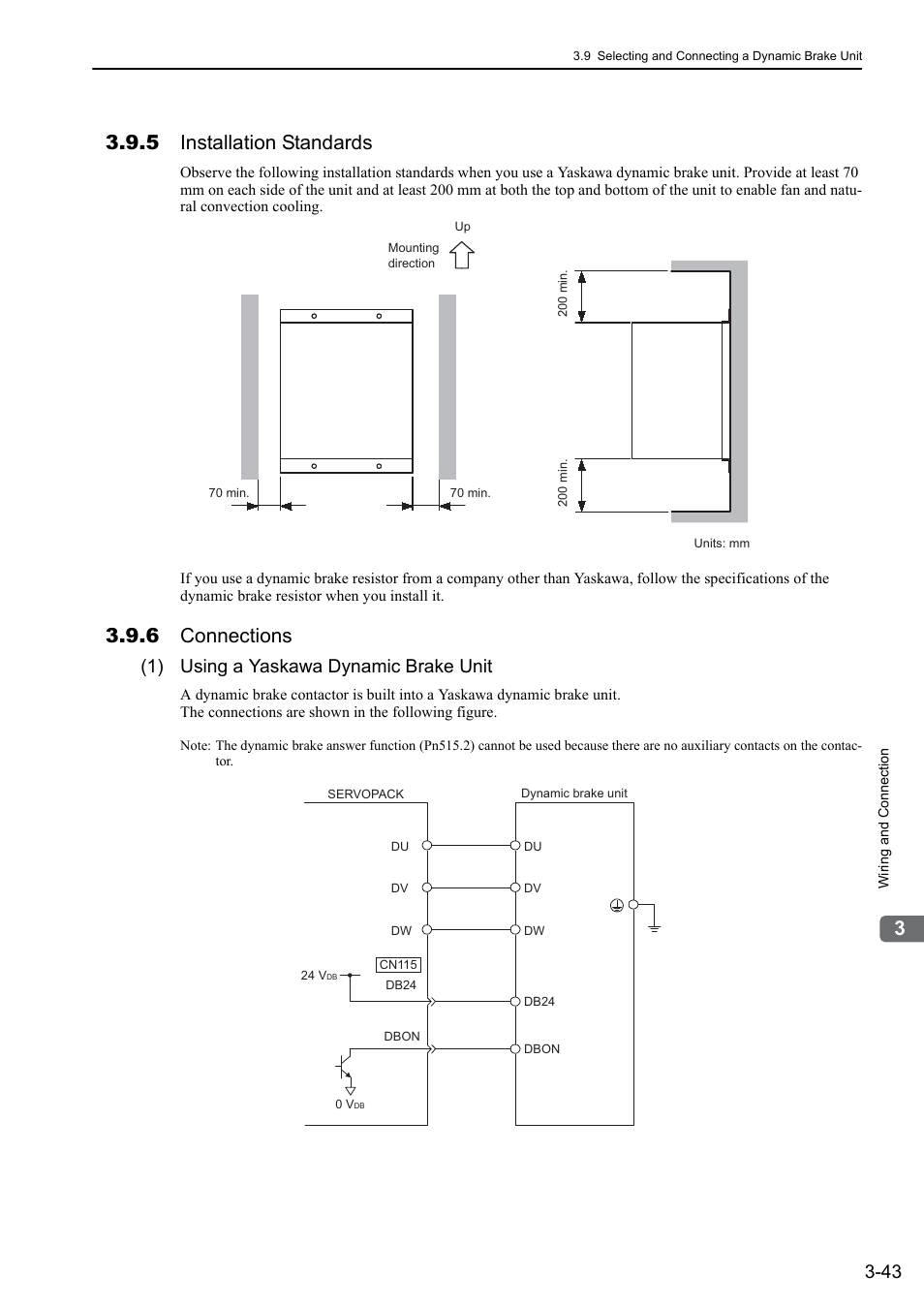 5 installation standards, 6 connections, 1) using a yaskawa dynamic brake unit | Yaskawa Sigma-5 Large Capacity Users Manual: Design and Maintenance-Rotary Motors-Mechatrolink-III Communication Reference User Manual | Page 89 / 410